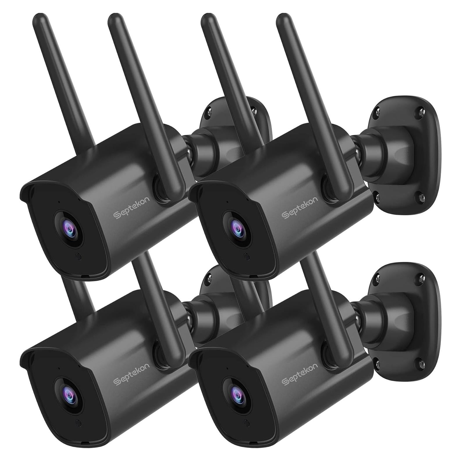 Cámaras de Seguridad Septekon 2K WiFi Paquete de 4 con Visión Nocturna