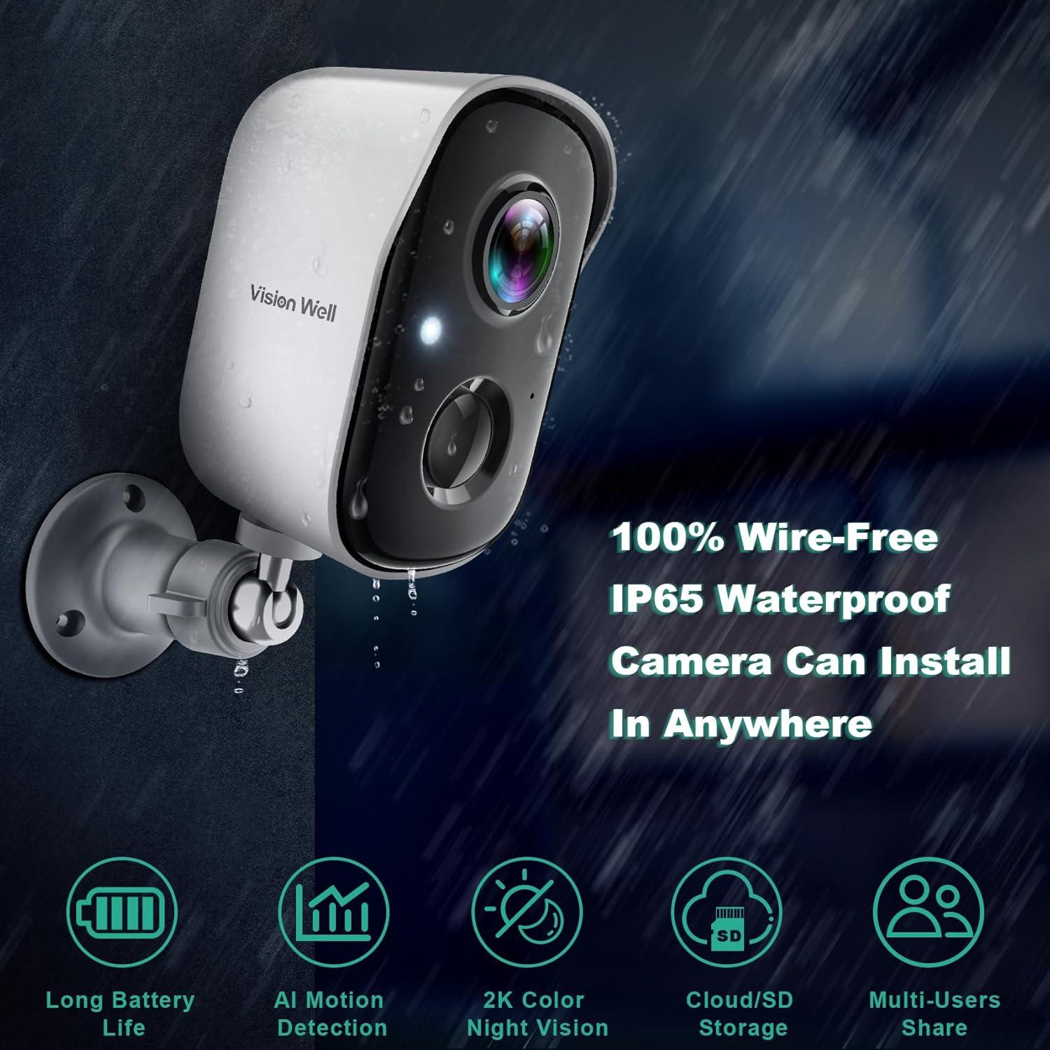 Cámara de Seguridad Inalámbrica VISION WELL CG6S 2K IP65