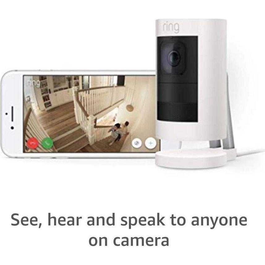 Ring Stick Up Cam Elite, Power over Ethernet HD Security Camera with Two-Way Talk, Night Vision, Works with Alexa - White
