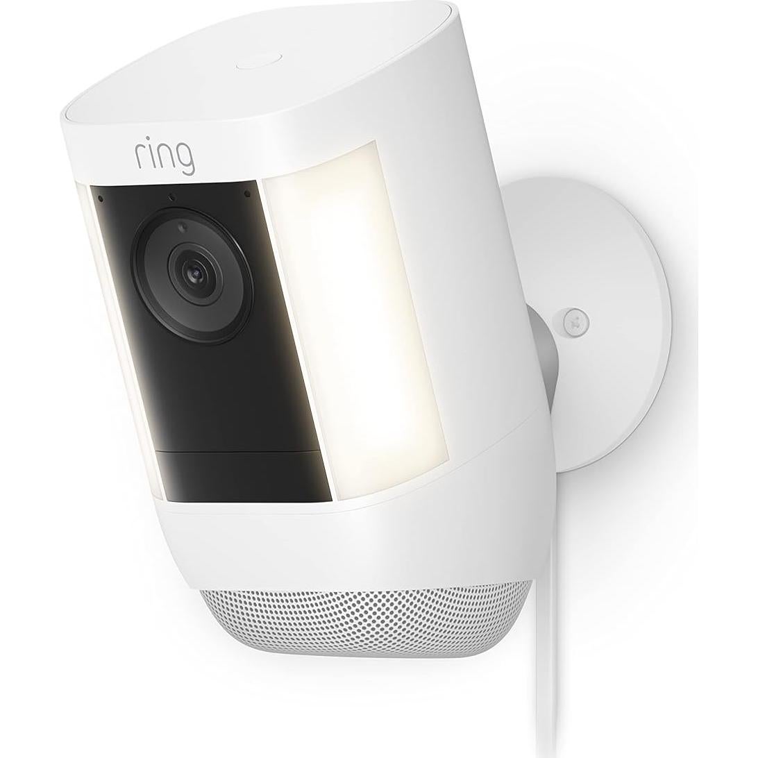Like-New Ring Spotlight Cam Pro, Plug-In | 3D Motion Detection, Two-Way Talk with Audio+, and Dual-Band Wifi (2022 release) - White