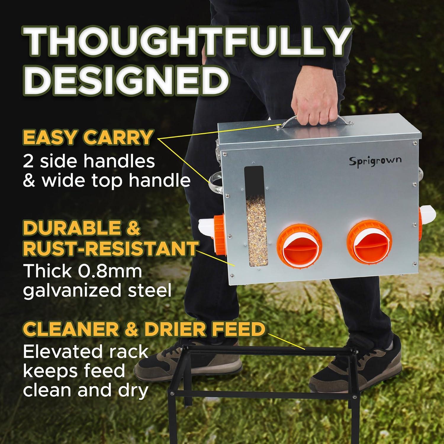 Comedero Automático para Gallinas Sprigrown 18kg Metal Resistente