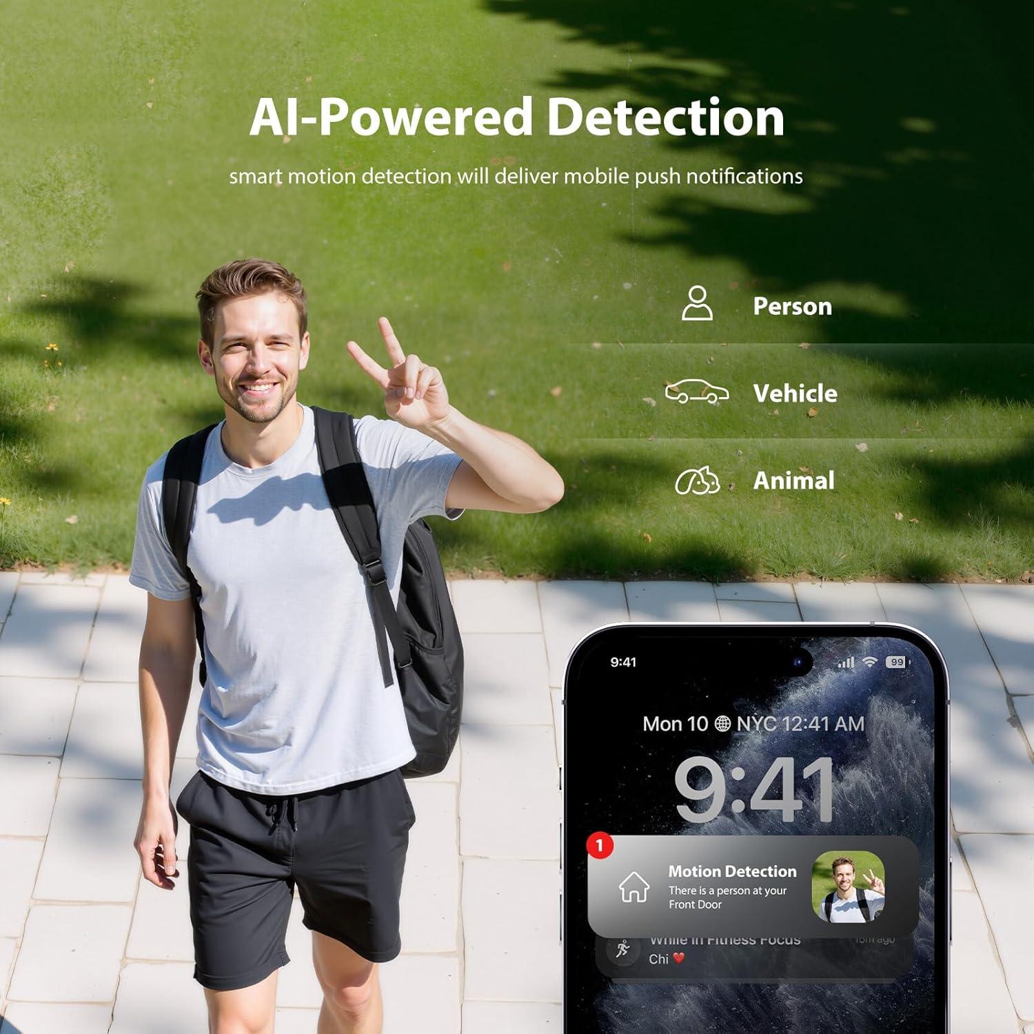 Cámara de Inundación Onforu 2K HD 55W con Luz y Alarma