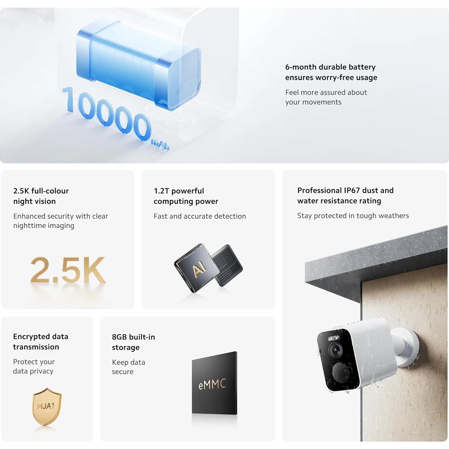 Cámara de Seguridad Inalámbrica Xiaomi BW500 2.5K IP67
