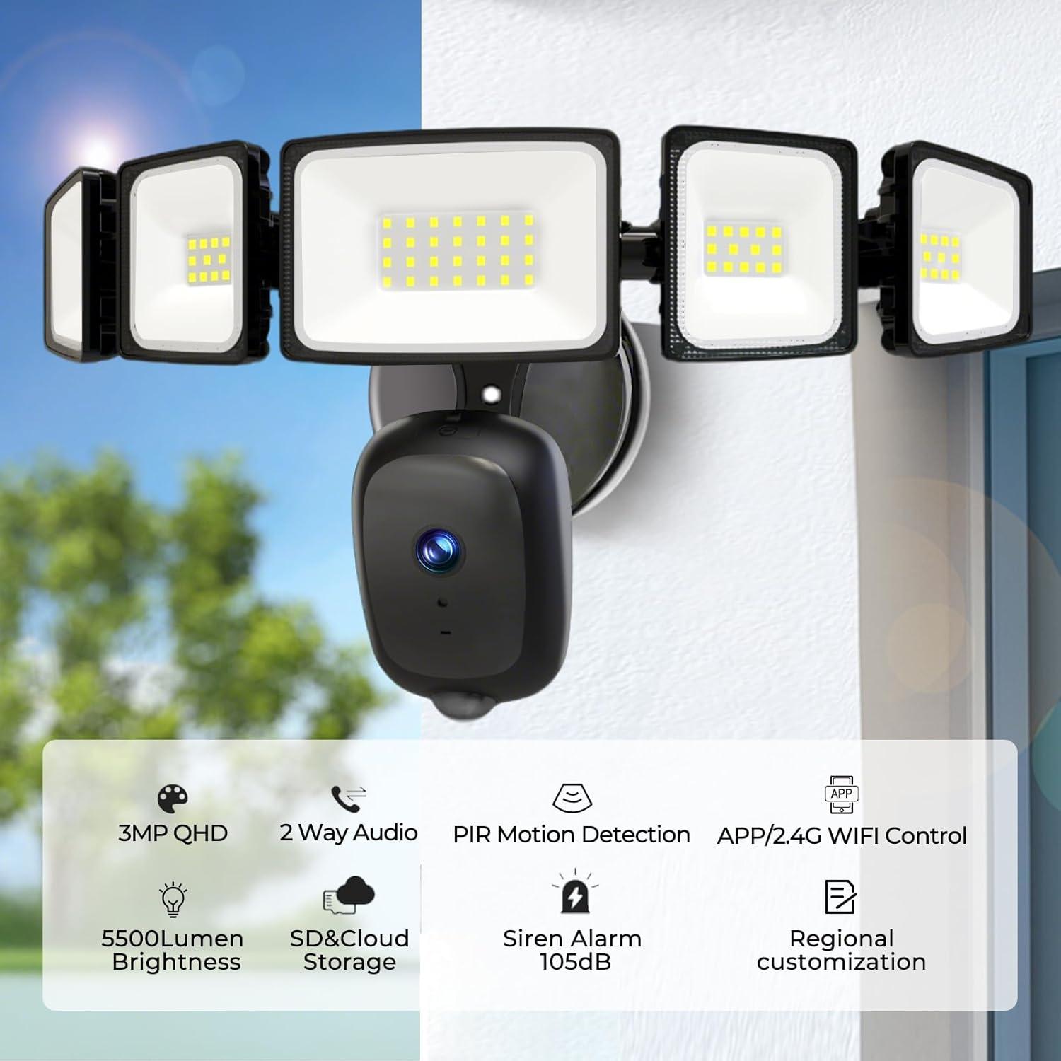 Cámara de Seguridad iMaihom Floodlight 2K QHD con Luz 5500LM