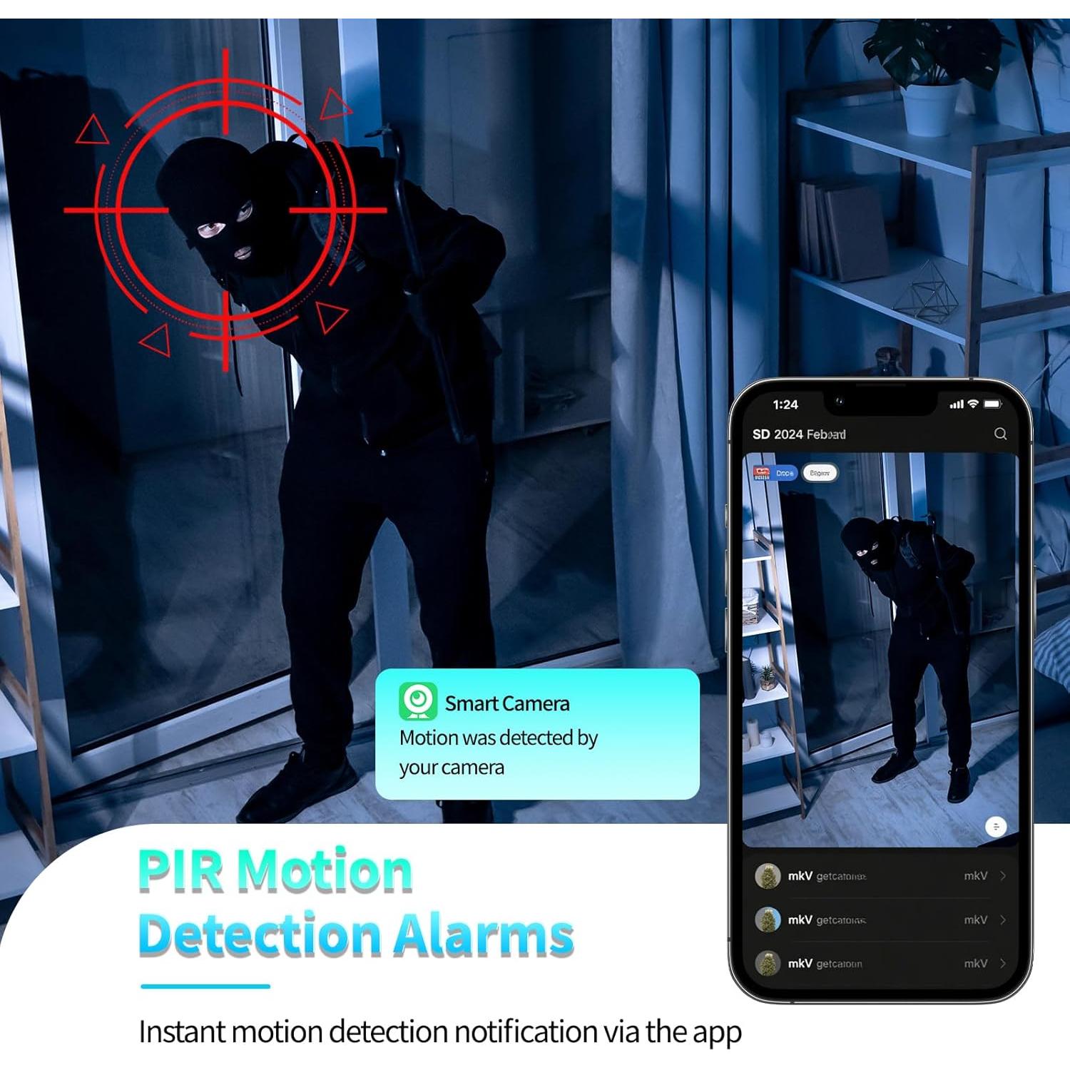 Mini Cámara WiFi Seguridad LMQPT HD Detección Movimiento