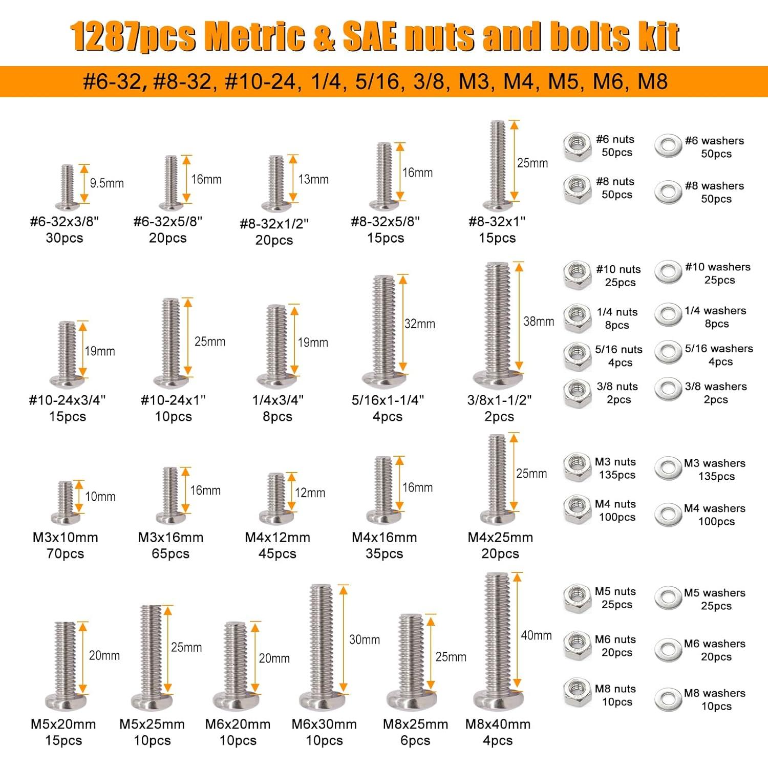 Kit de Surtido de Tuercas y Tornillos Weideer 2002 Pcs