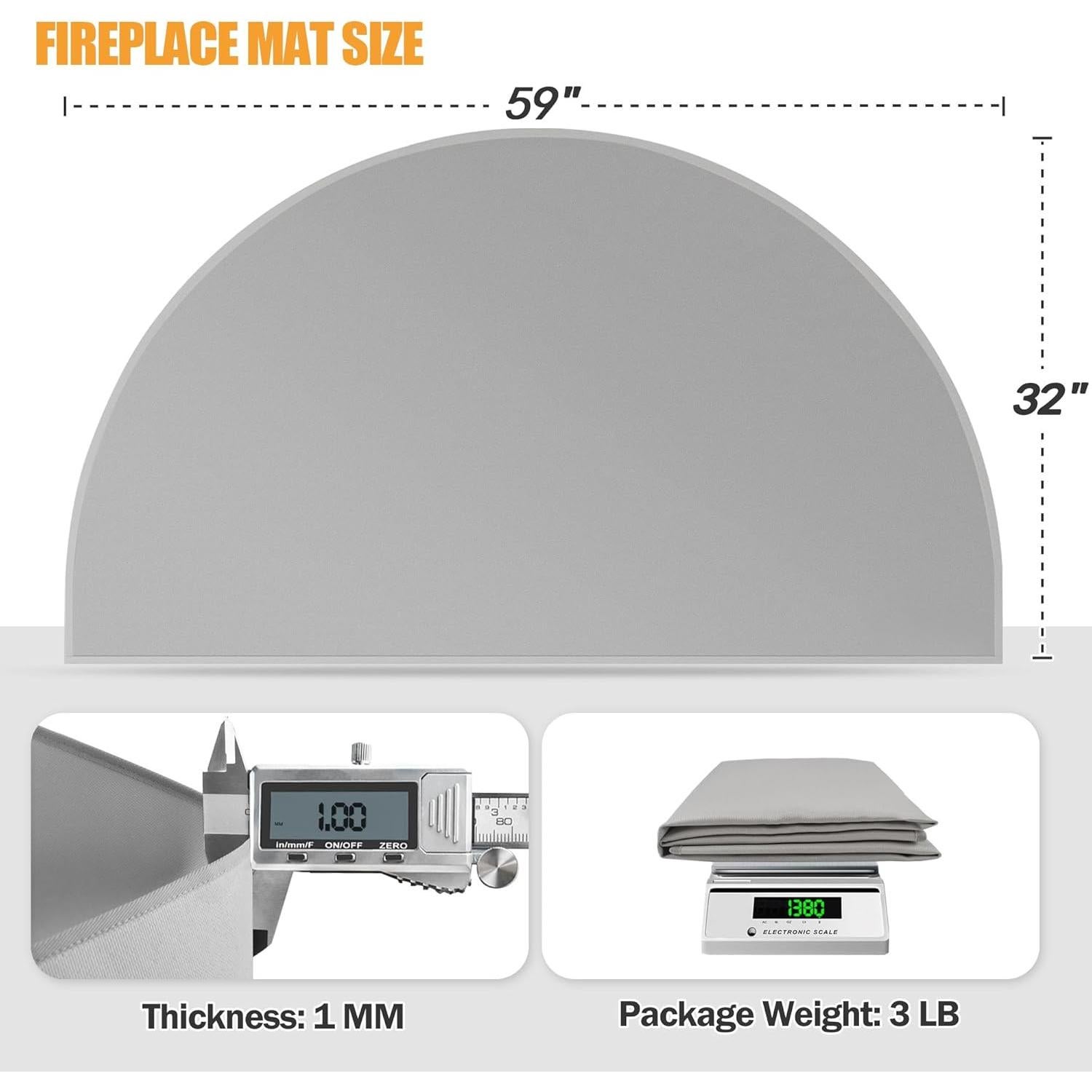 Alfombra para Chimenea TOHONFOO Gris 150 x 81 cm A Prueba de Fuego