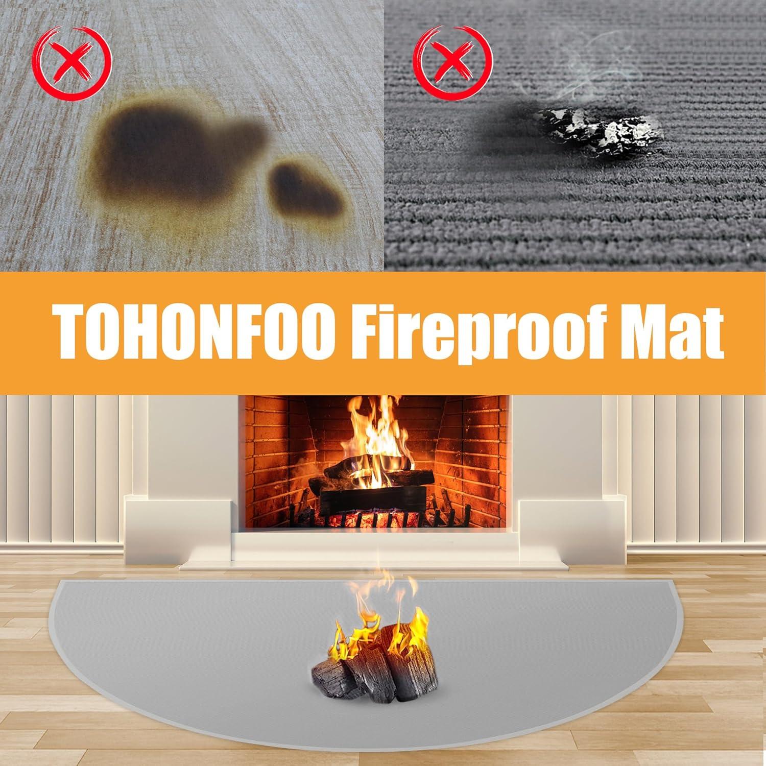 Alfombra para Chimenea TOHONFOO Gris 150 x 81 cm A Prueba de Fuego