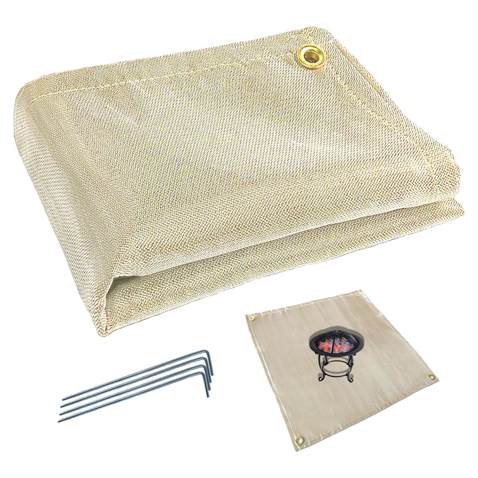 Mat de Fuego Cuadrado 100 cm Resistente al Calor para BBQ