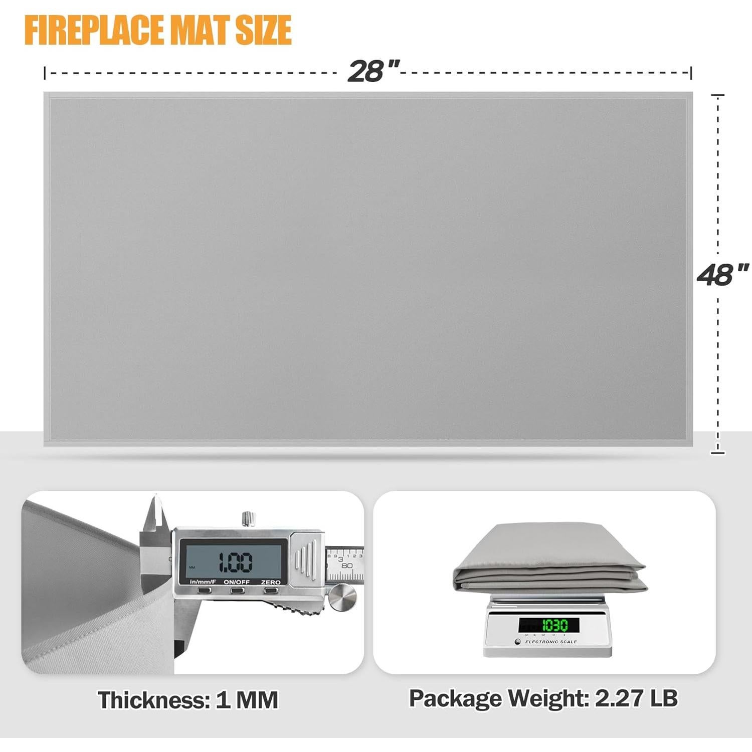 Alfombrilla a prueba de fuego TOHONFOO 121.9 x 71.1 cm Gris