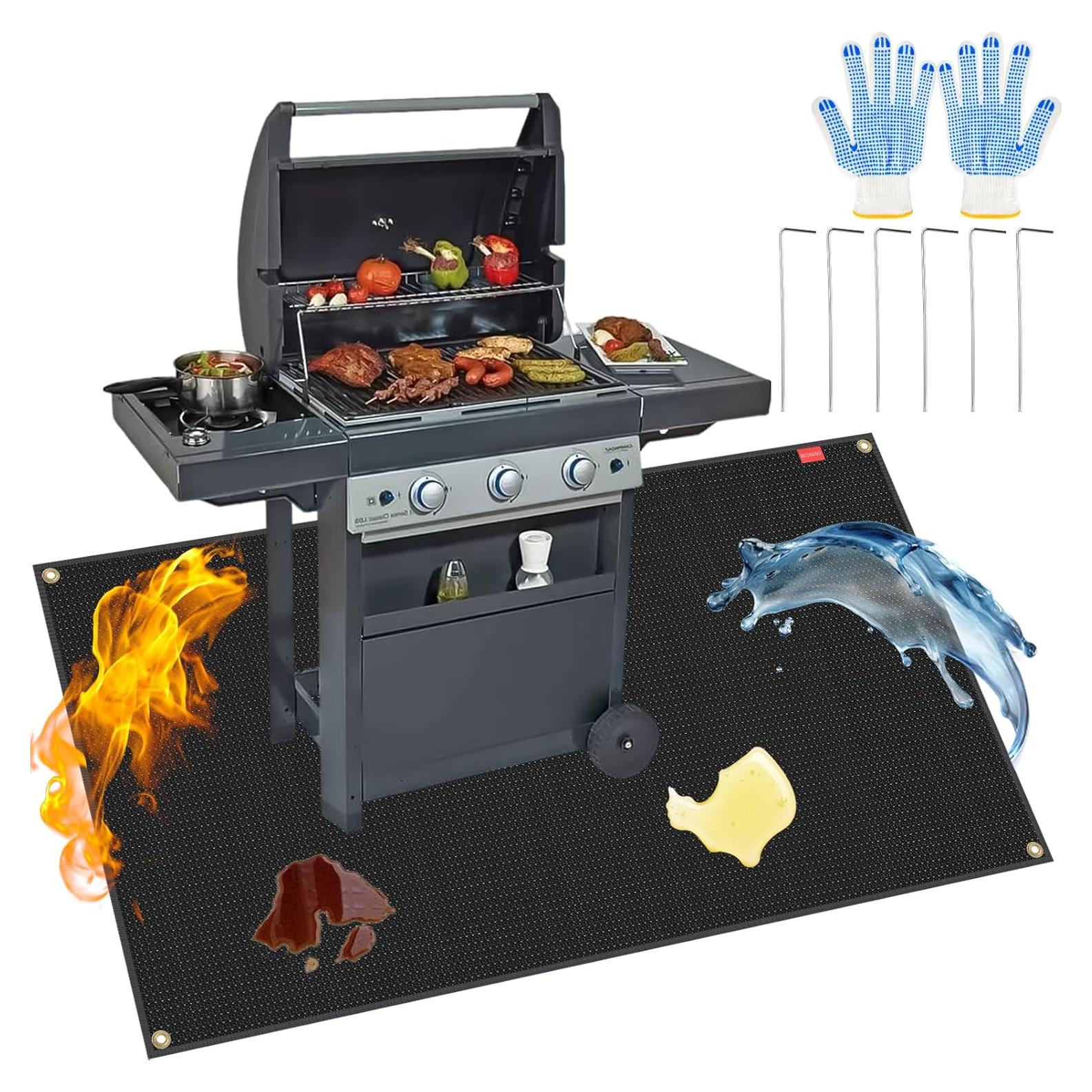 Alfombrilla para Parrilla SUINIAO 70x40 cm A Prueba de Fuego