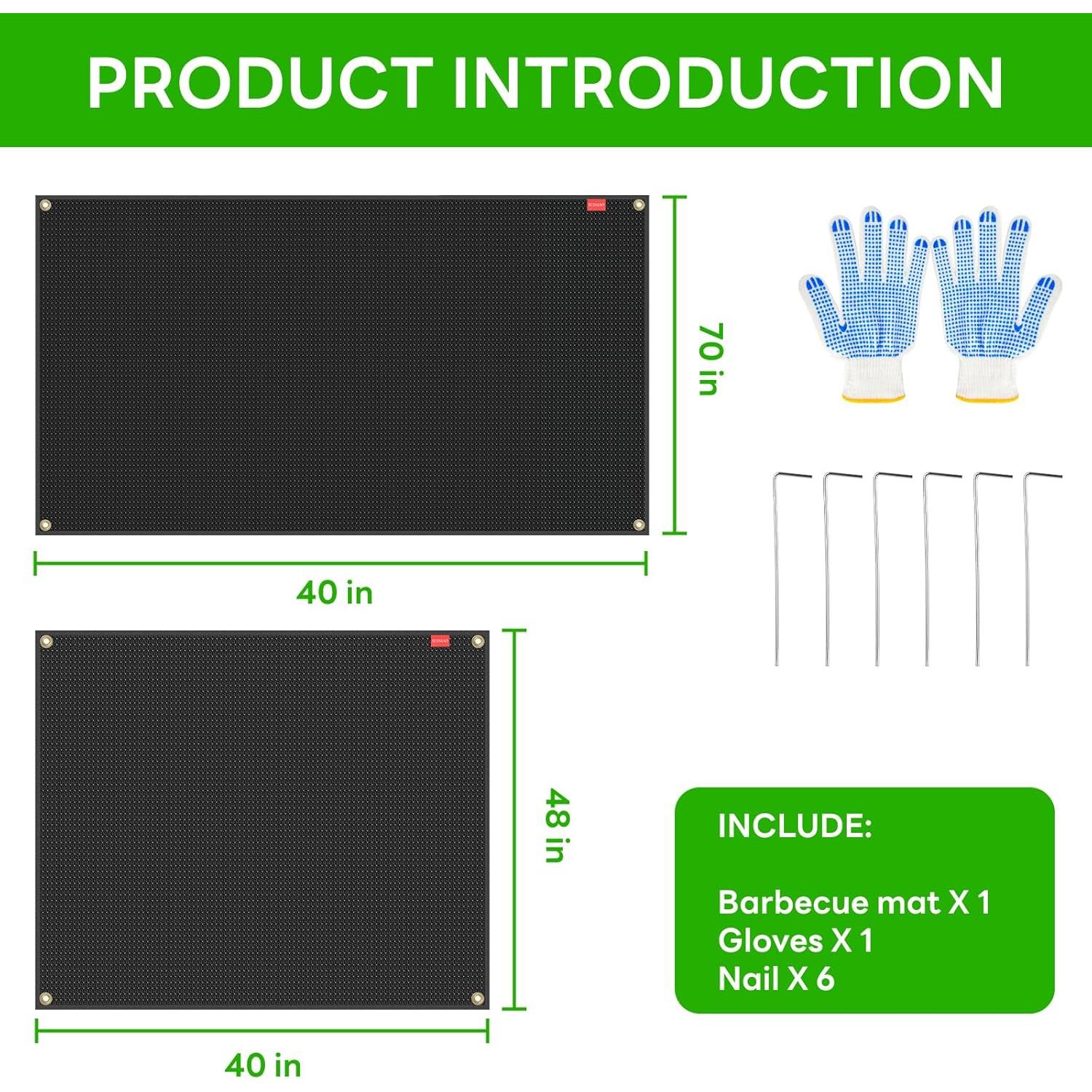 Alfombrilla para Parrilla SUINIAO 70x40 cm A Prueba de Fuego