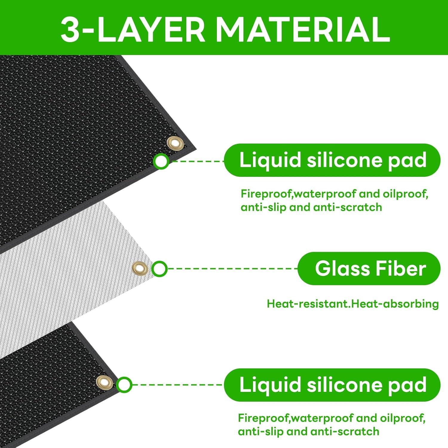 Alfombrilla para Parrilla SUINIAO 70x40 cm A Prueba de Fuego