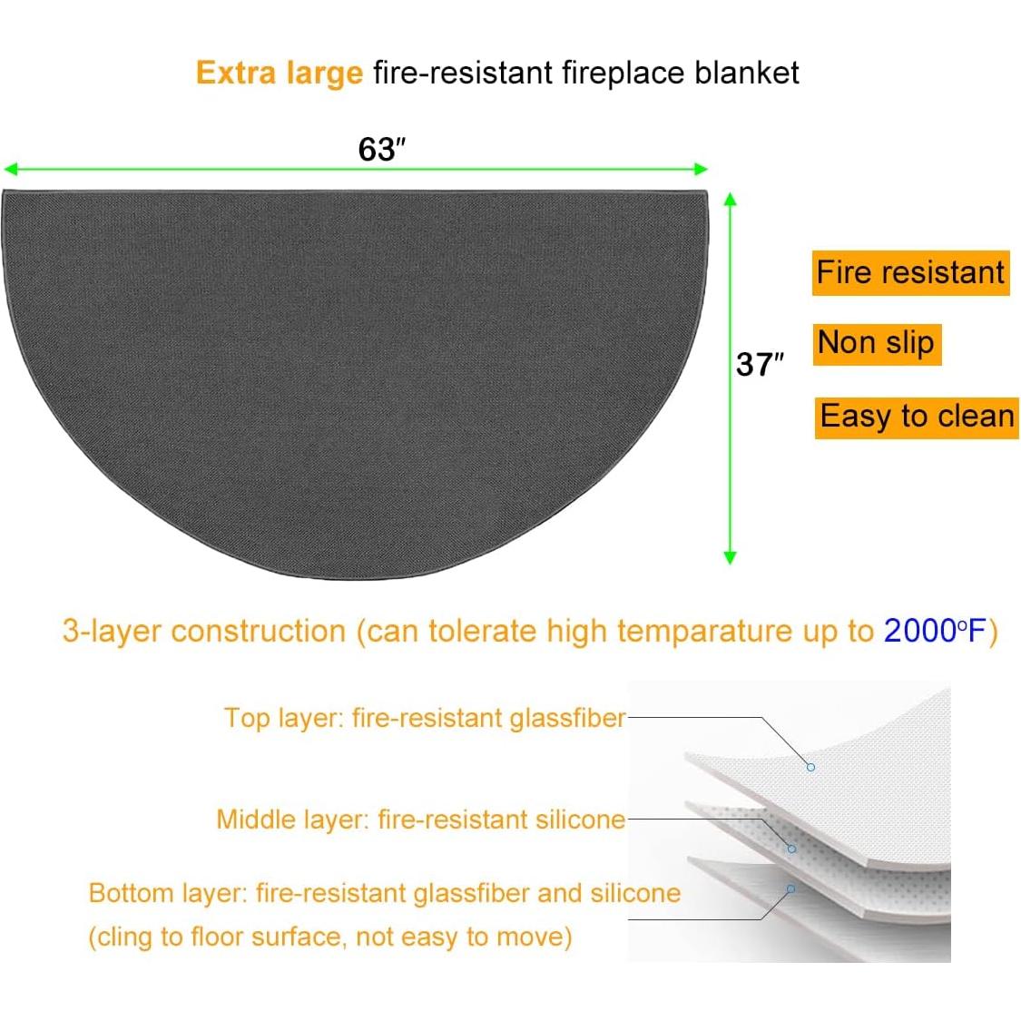 Alfombra de Área a Prueba de Fuego Grafken 160x94 cm Antideslizante