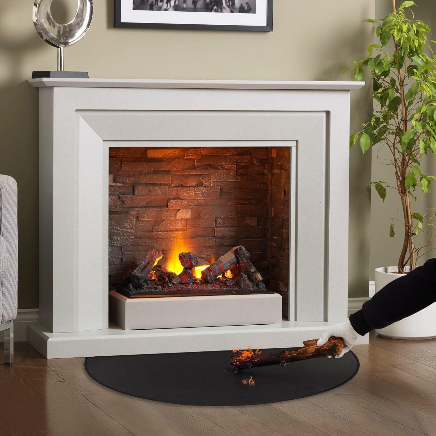 Alfombrilla Ignífuga para Chimenea FLASLD 71x122 cm Negra