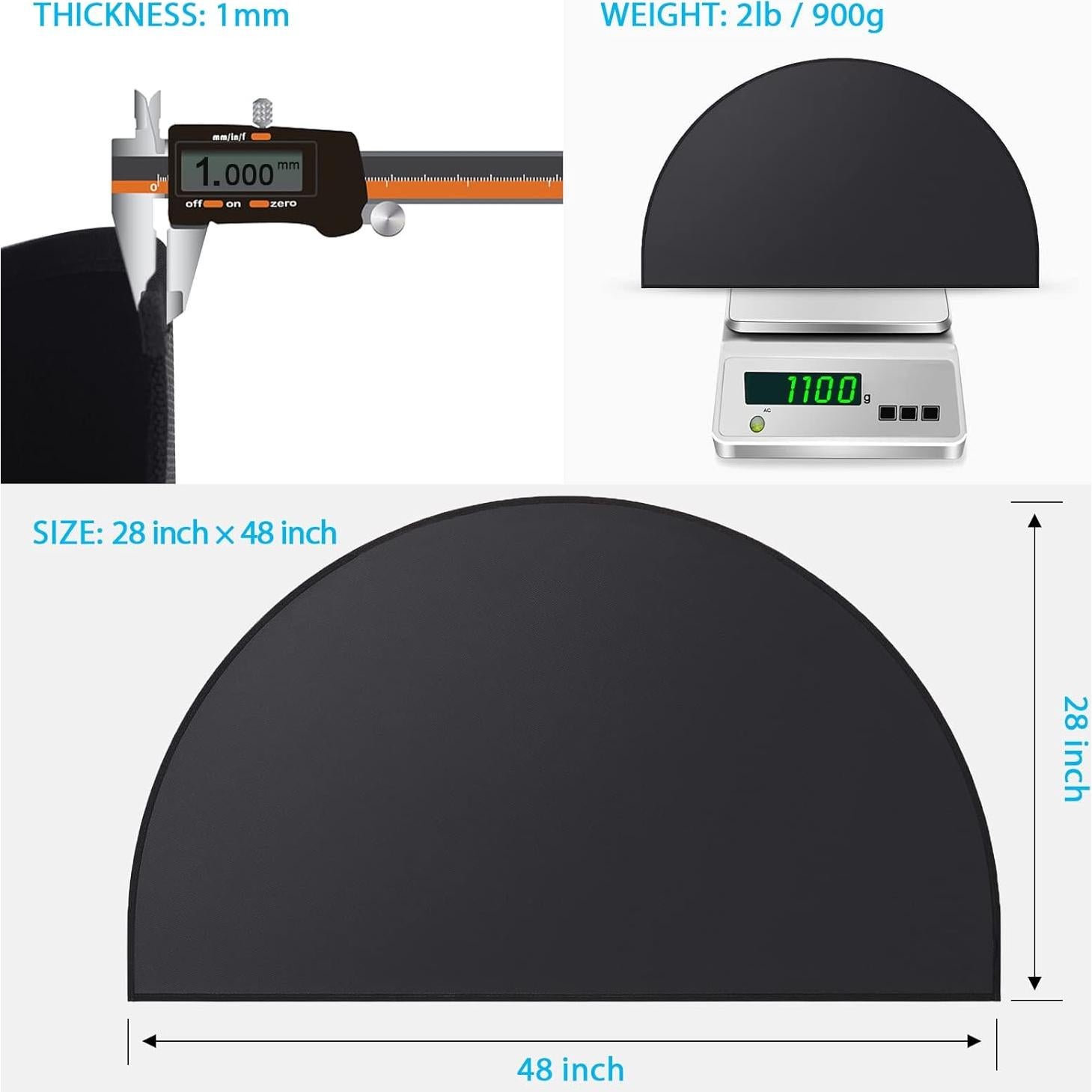 Alfombrilla Ignífuga para Chimenea FLASLD 71x122 cm Negra