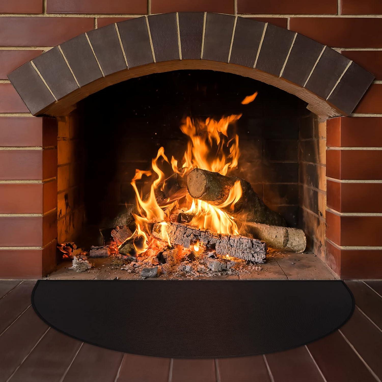 Alfombrilla Ignífuga para Chimenea FLASLD 71x122 cm Negra