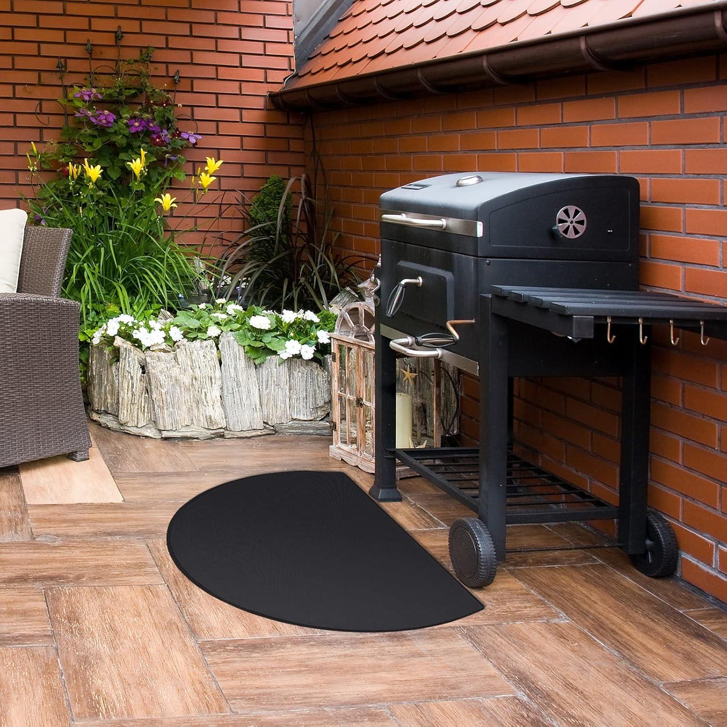 Alfombrilla Ignífuga para Chimenea FLASLD 71x122 cm Negra