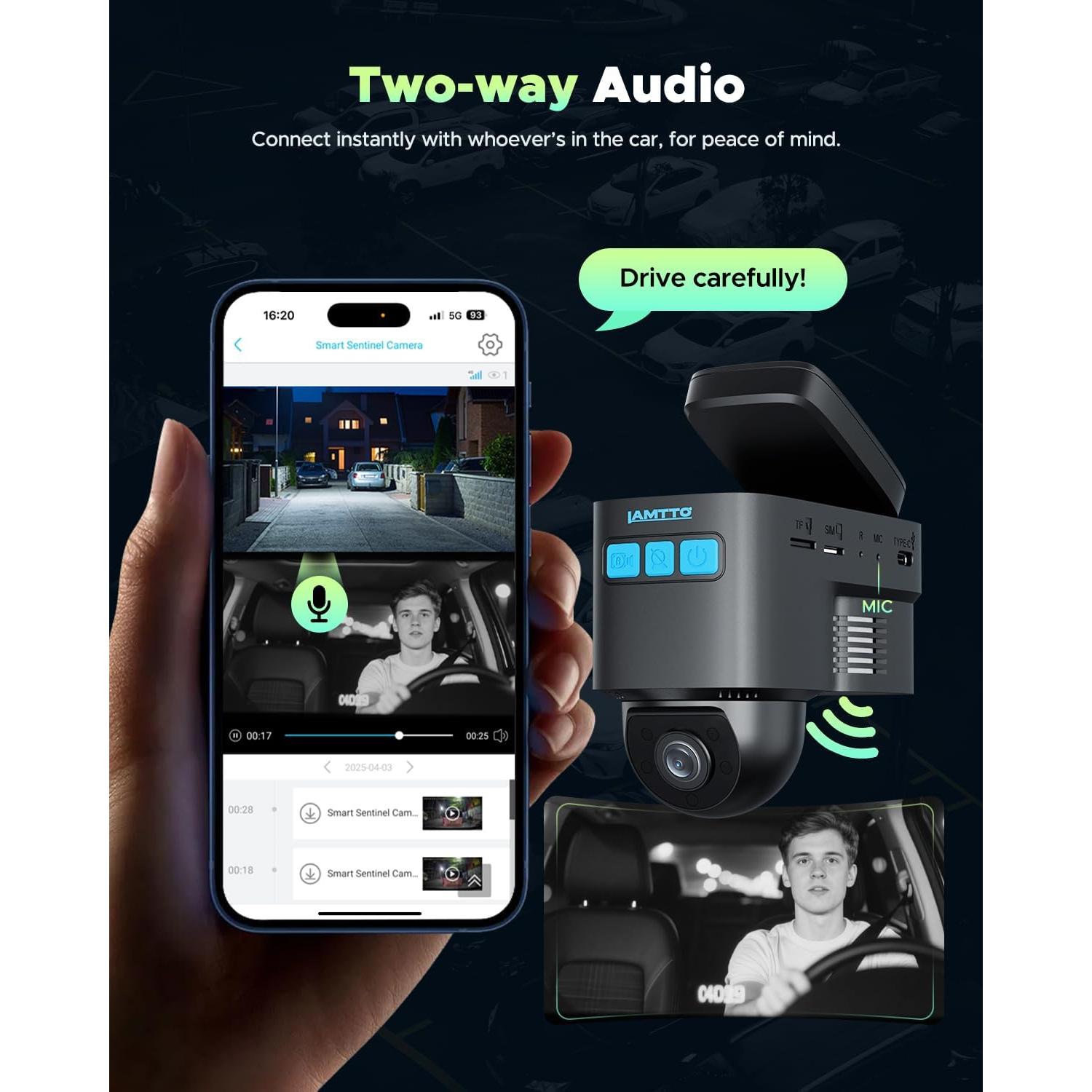 Cámara de Salpicadero 4G LTE LAMTTO con GPS y Nube