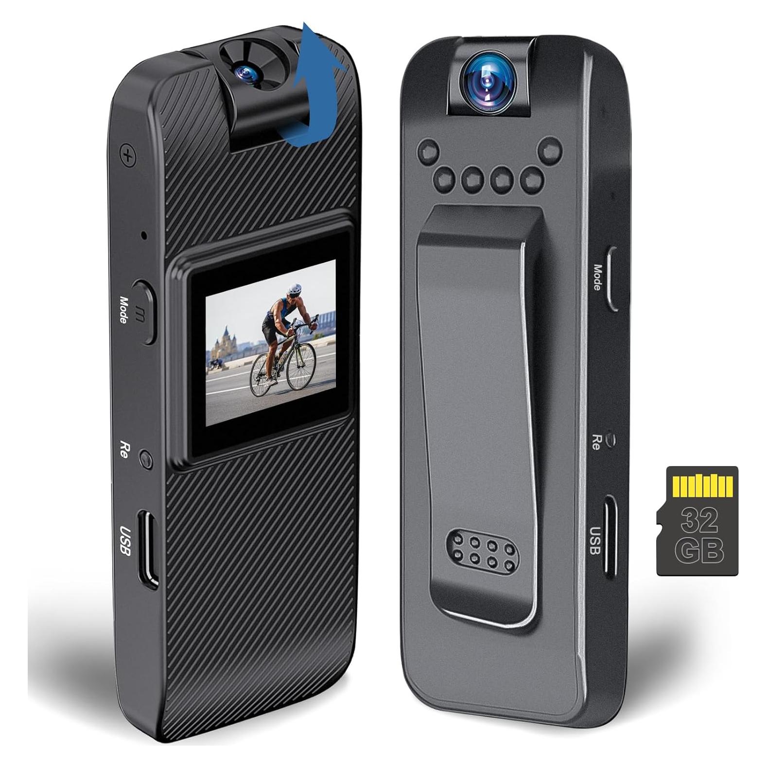 Cámara Corporal GXSSTO HD 1080P con Pantalla y SD 32GB