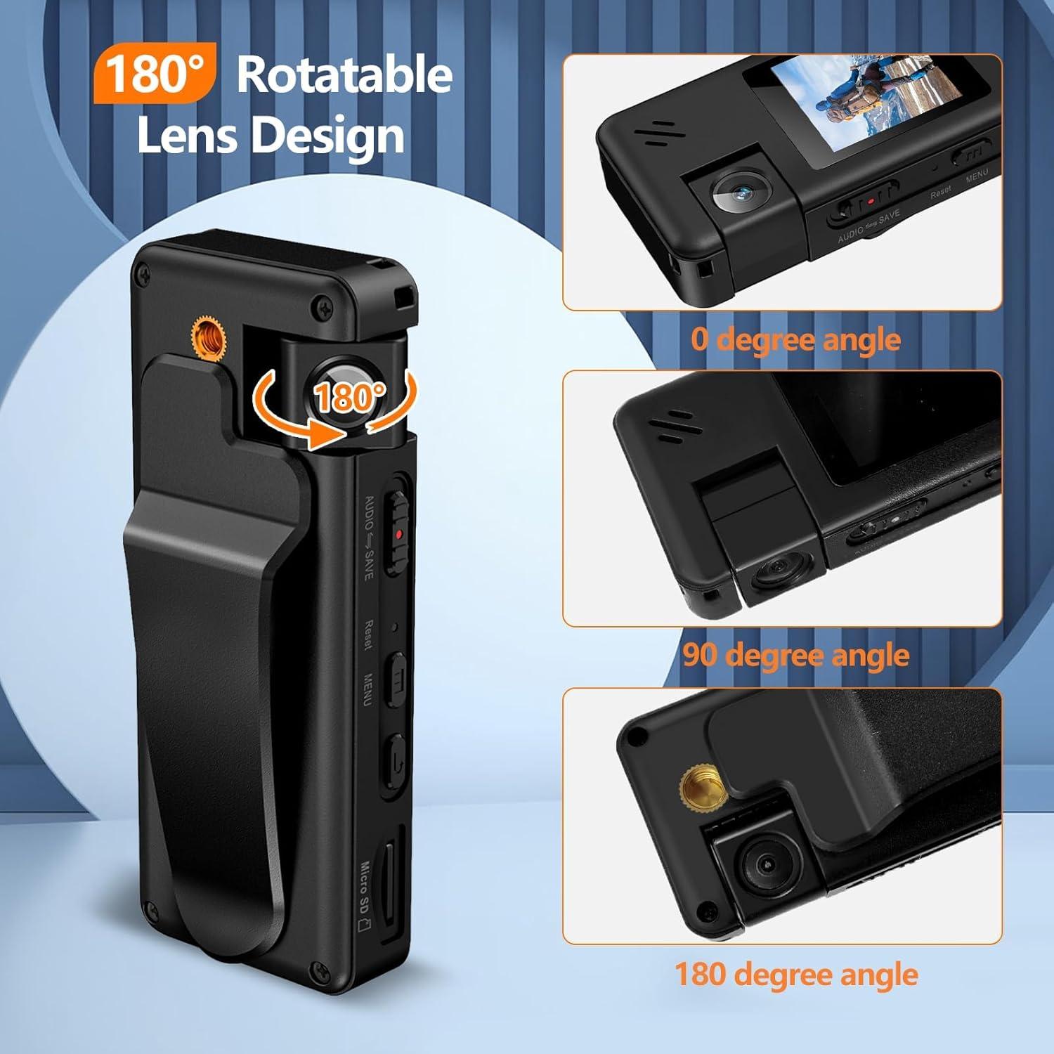 Cámara Corporal Hoestr A32 1080P con Lente Rotatable 180°