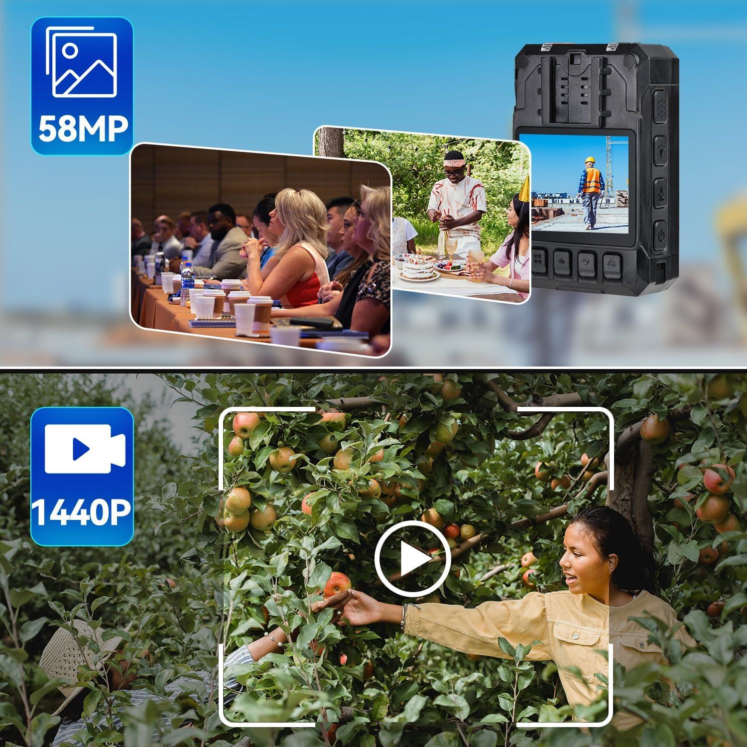 Cámara Corporal HD 1440P Ponycam BC605 128GB Batería 17h