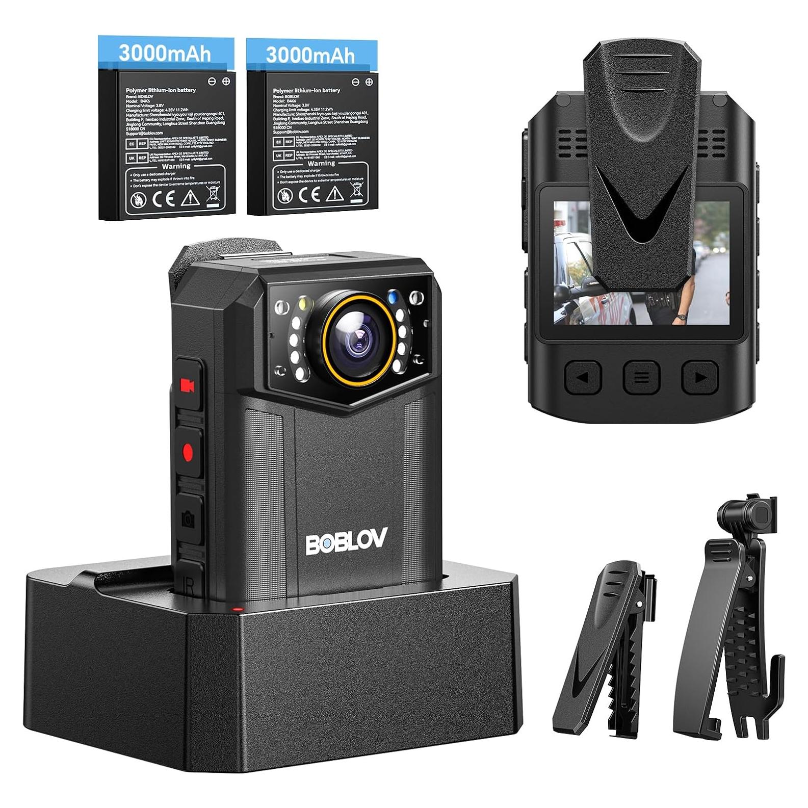 Cámara Corporal BOBLOV B4K6 4K con GPS y 2 Baterías 3000mAh