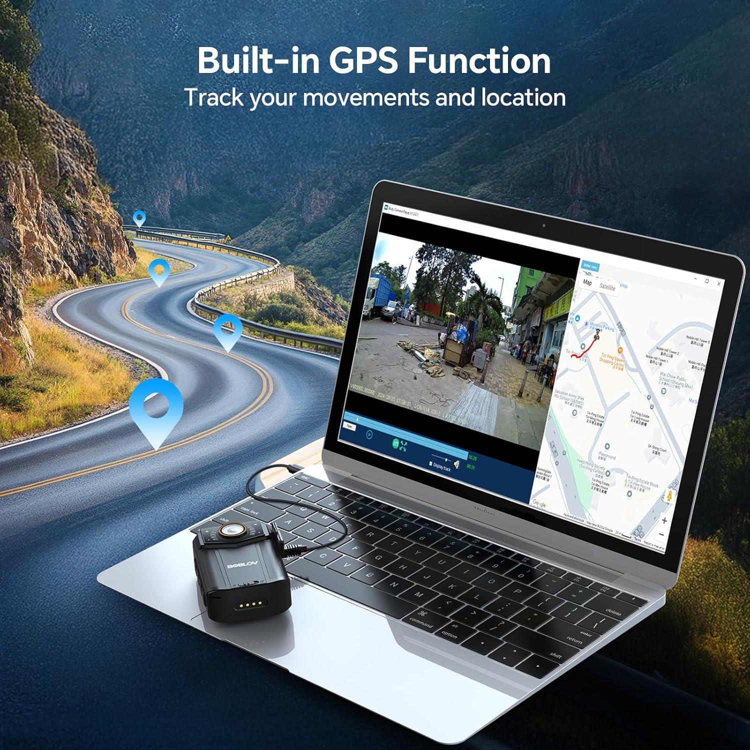 Cámara Corporal BOBLOV B4K6 4K con GPS y 2 Baterías 3000mAh