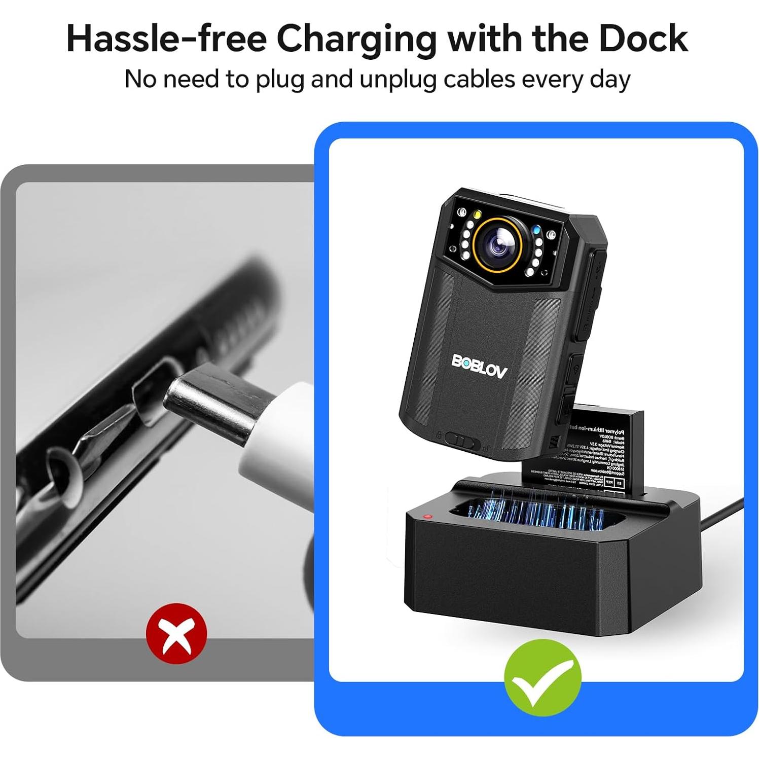 Cámara Corporal BOBLOV B4K6 4K con GPS y 2 Baterías 3000mAh