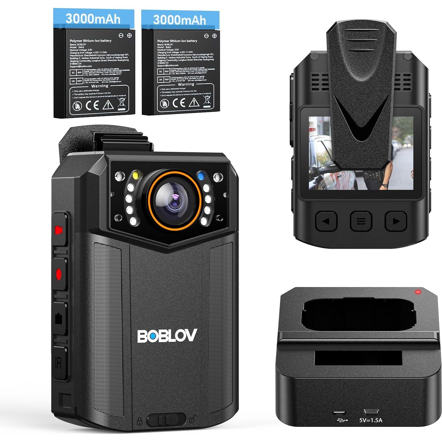 Cámara Corporal BOBLOV B4K6 4K con GPS y 2 Baterías 3000mAh