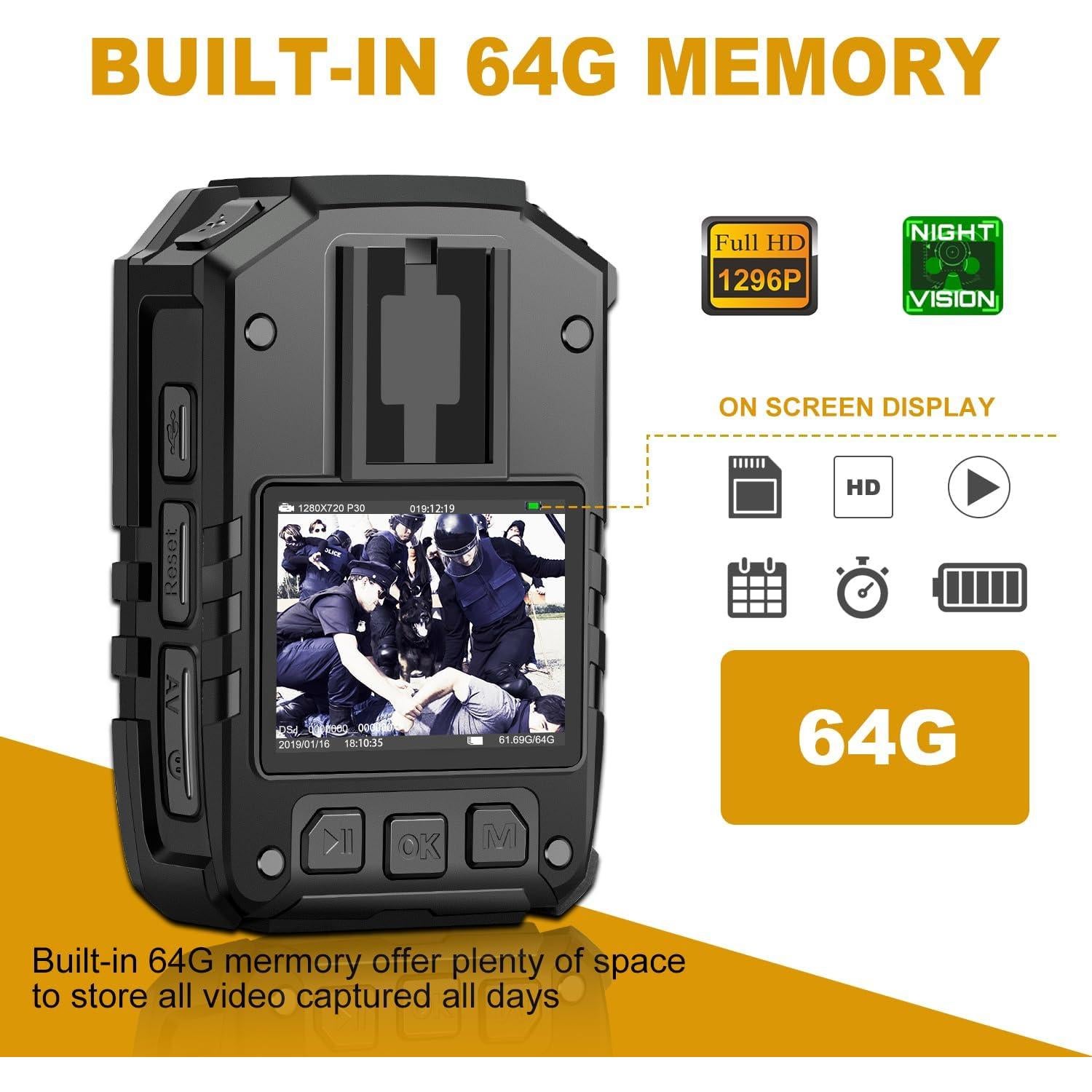 Cámara Corporal CammPro I826 Pro 1440P HD 64GB GPS Impermeable