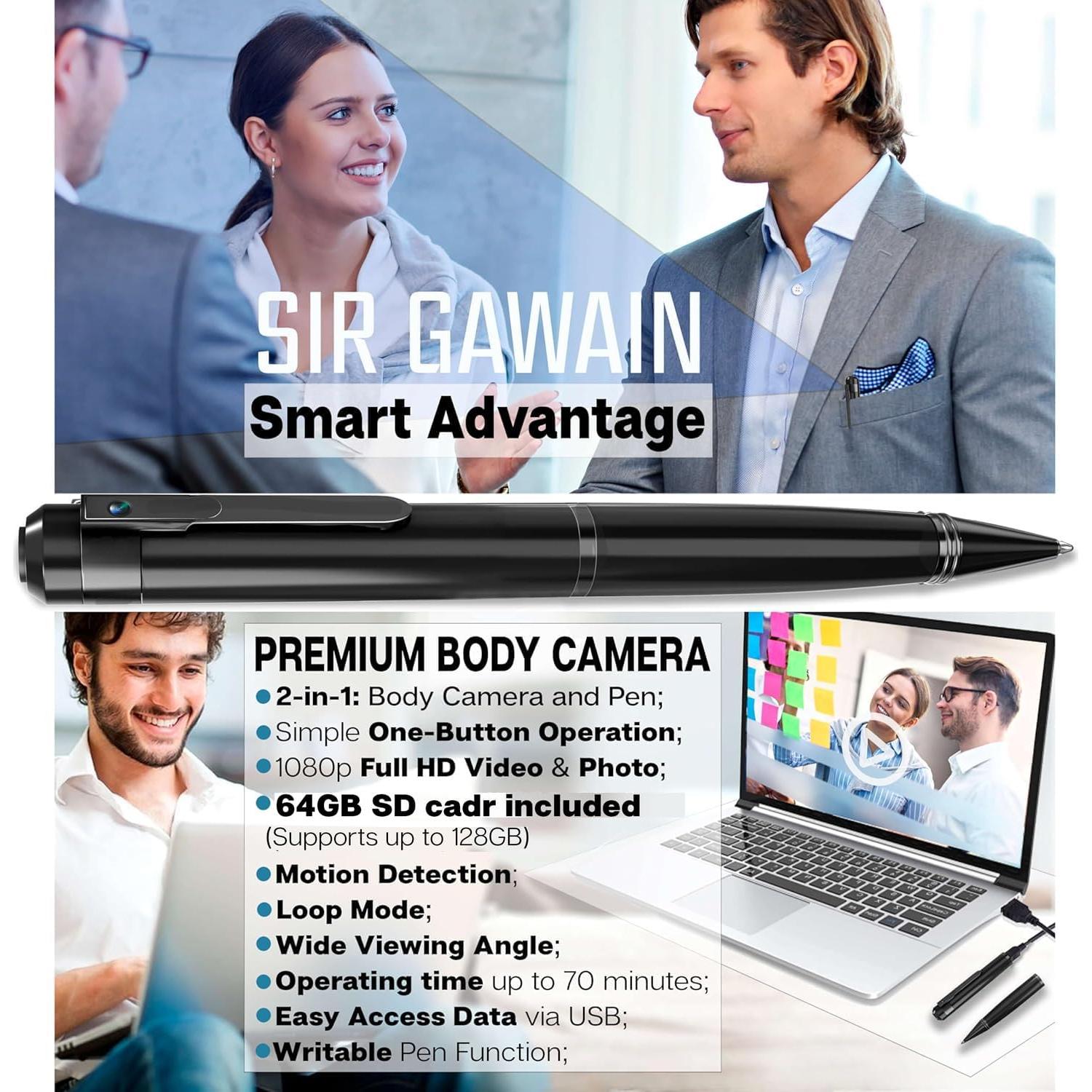 Cámara de Cuerpo SIRGAWAIN 64GB Full HD 1080p Detección Movimiento