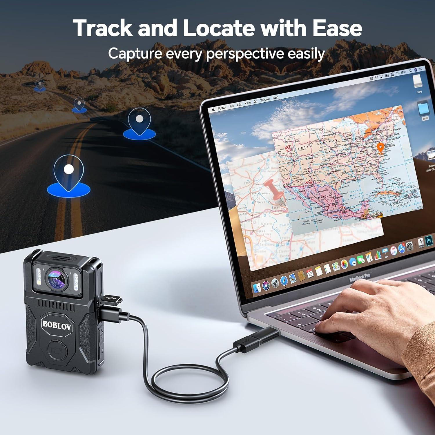 Cámara Corporal BOBLOV M7 128GB 1080P HD con GPS y Batería 4000mAh