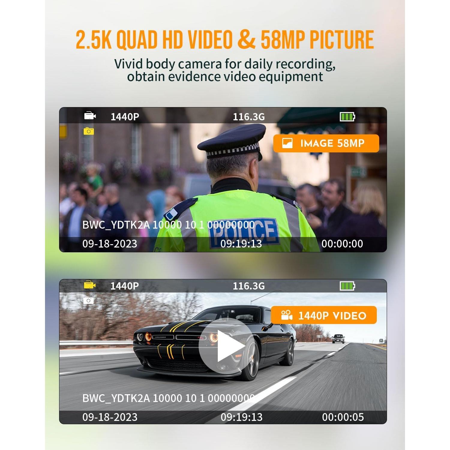 Cámara Corporal YULONGDT Full HD 1440P 128GB con Visión Nocturna