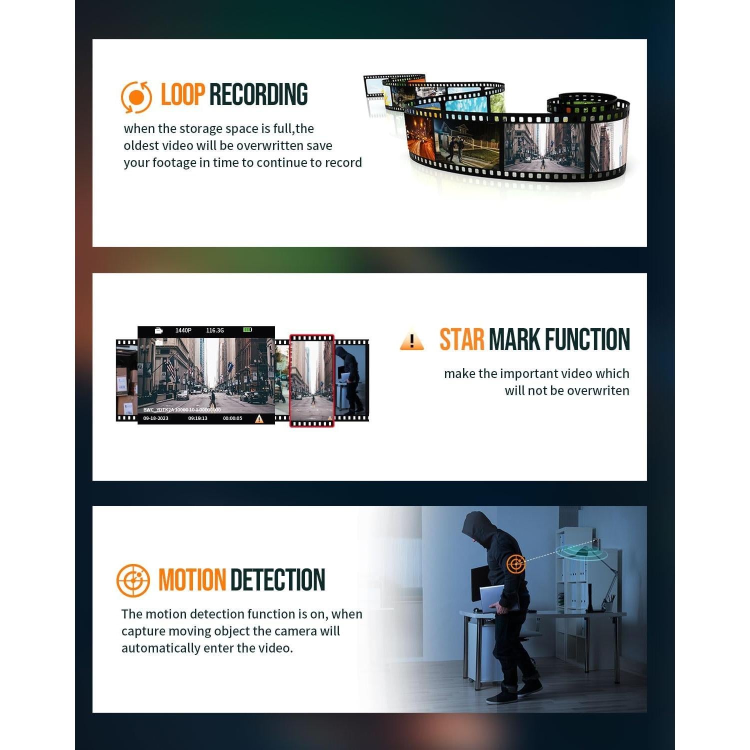 Cámara Corporal YULONGDT Full HD 1440P 128GB con Visión Nocturna