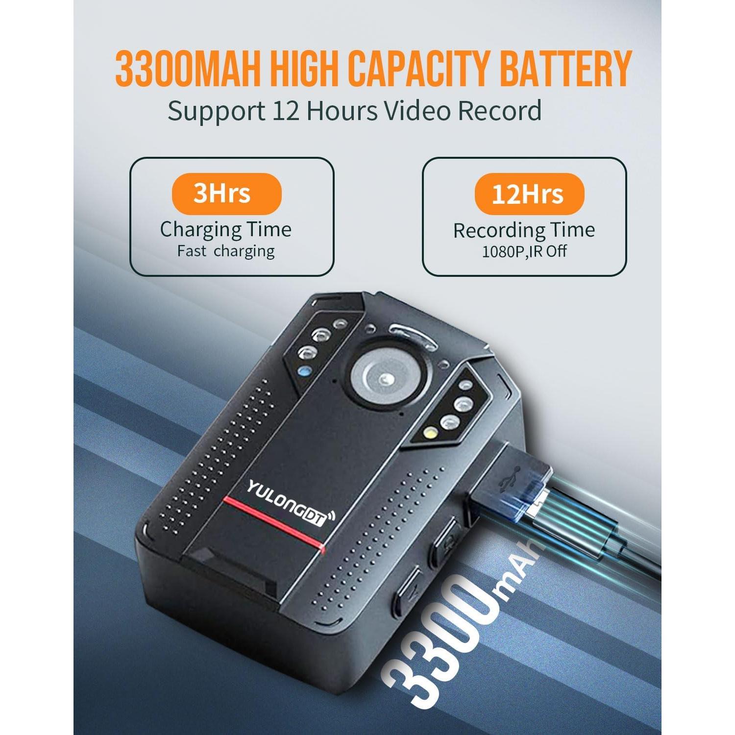 Cámara Corporal YULONGDT Full HD 1440P 128GB con Visión Nocturna