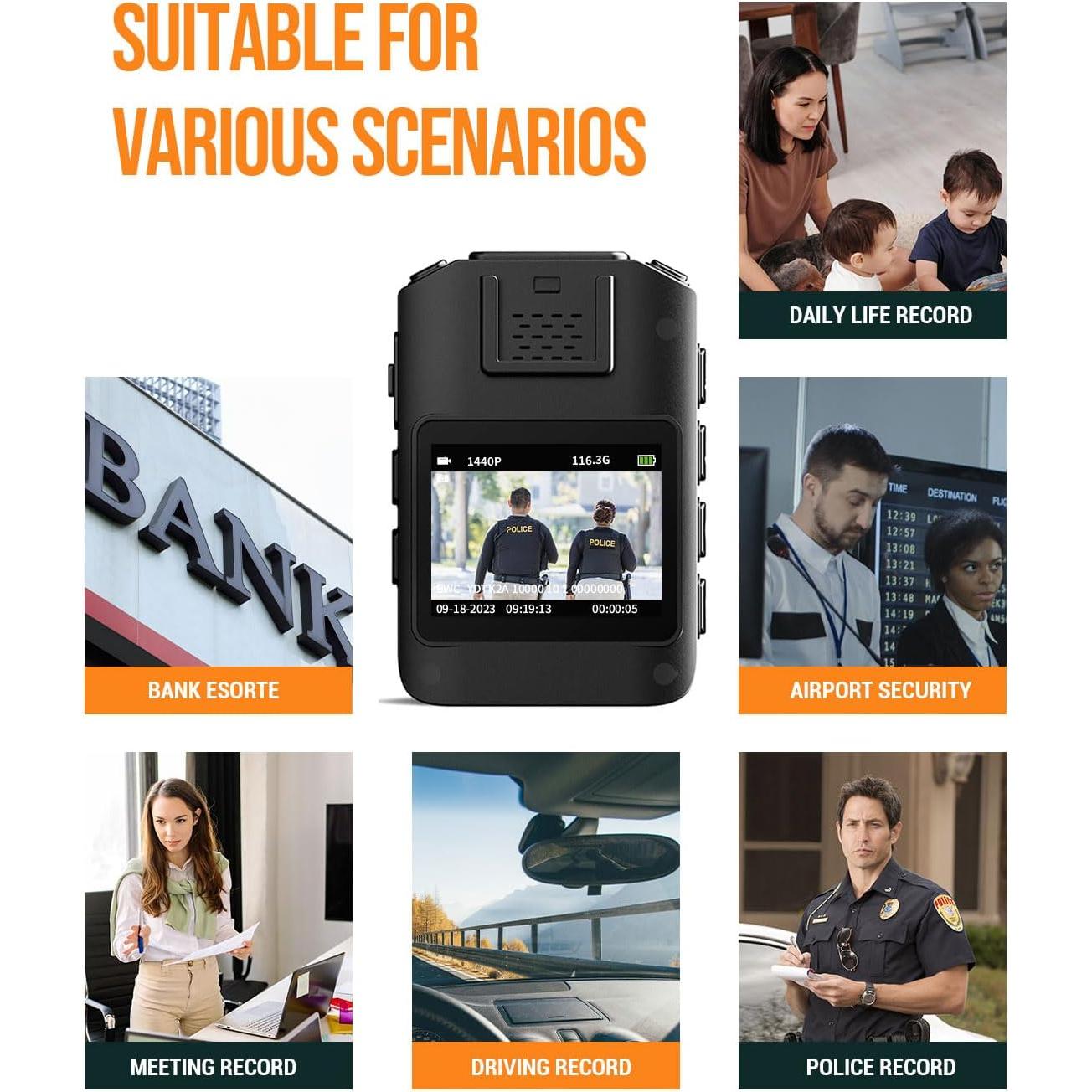 Cámara Corporal YULONGDT Full HD 1440P 128GB con Visión Nocturna