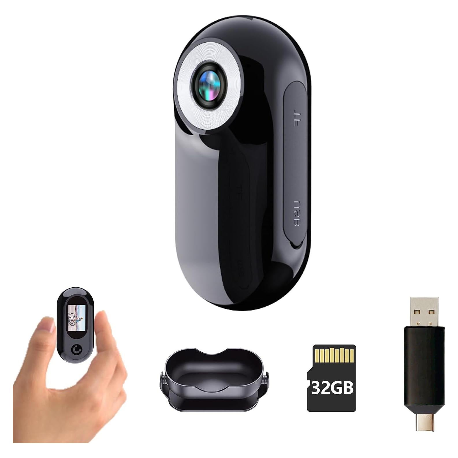 Cámara Corporal Mini HOFAOUG 1080P con Tarjeta 32GB Negra