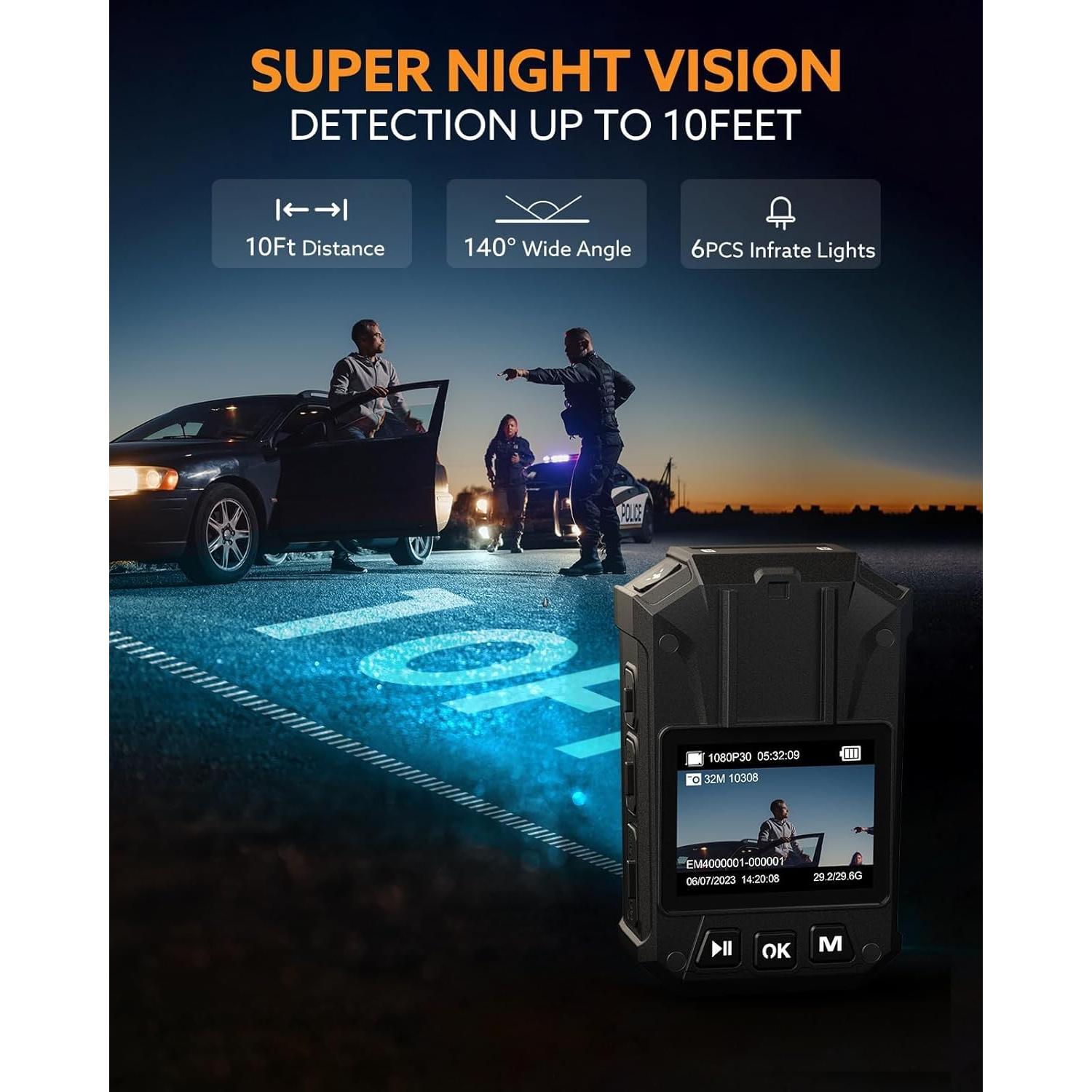 Cámara Corporal Losfom WD9 2K GPS 128GB Impermeable