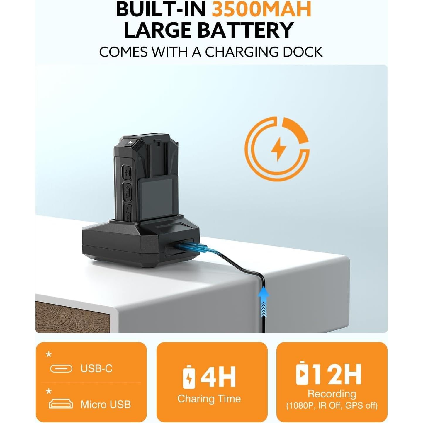 Cámara Corporal Losfom WD9 2K GPS 128GB Impermeable