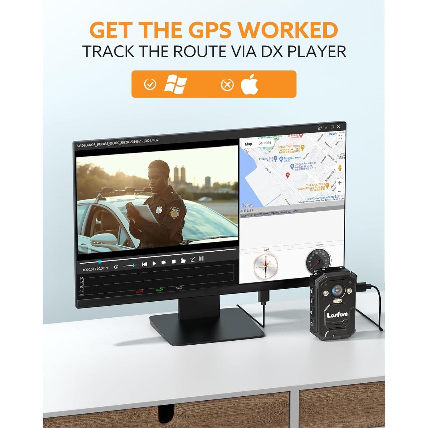 Cámara Corporal Losfom WD9 2K GPS 128GB Impermeable