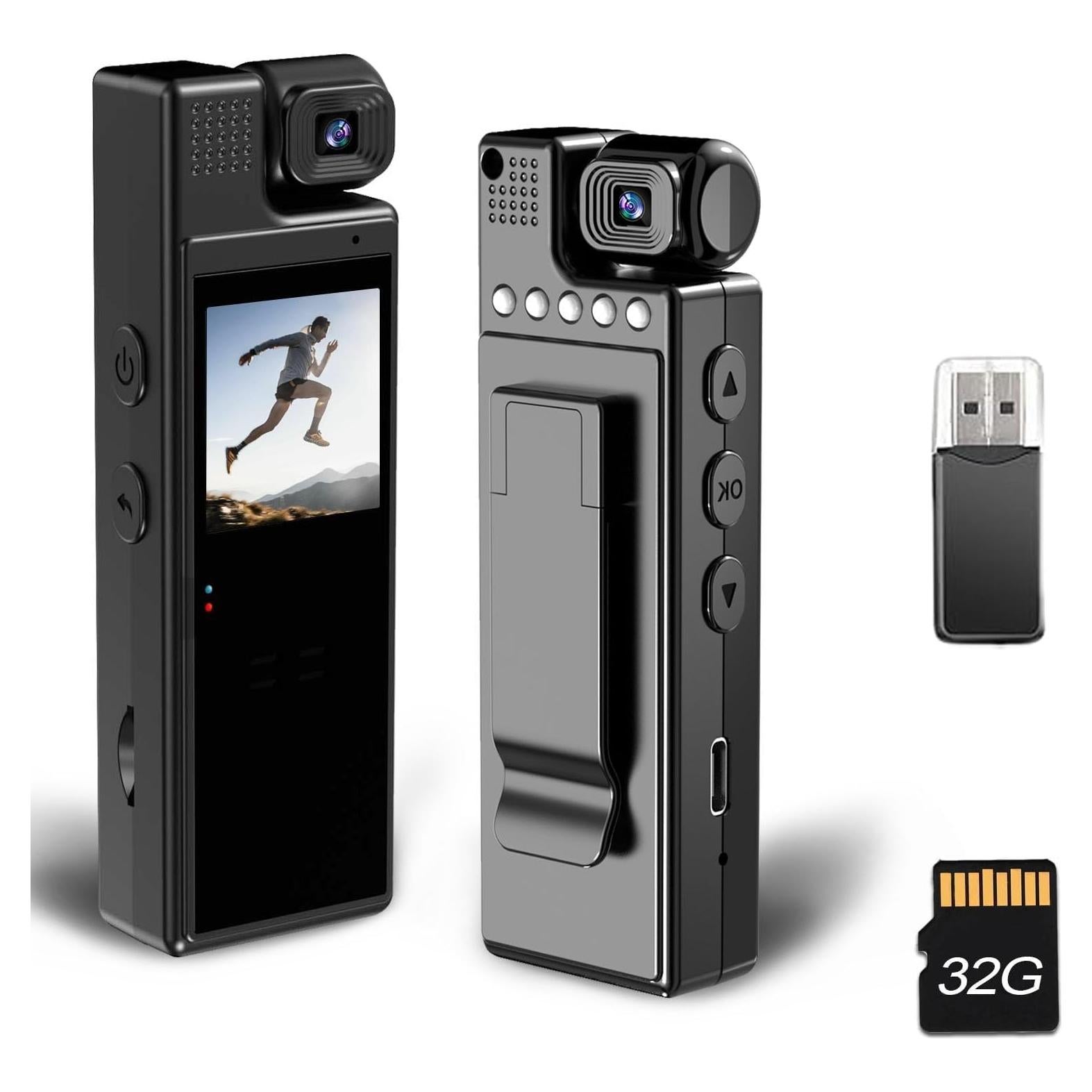 Mini Cámara Corporal Tkiplay FHD 1080P con Audio y SD 32GB