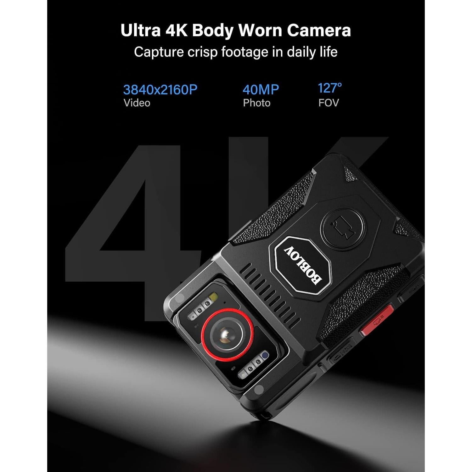 Cámara Corporal BOBLOV M7Pro 4K GPS 256GB Audio 180°