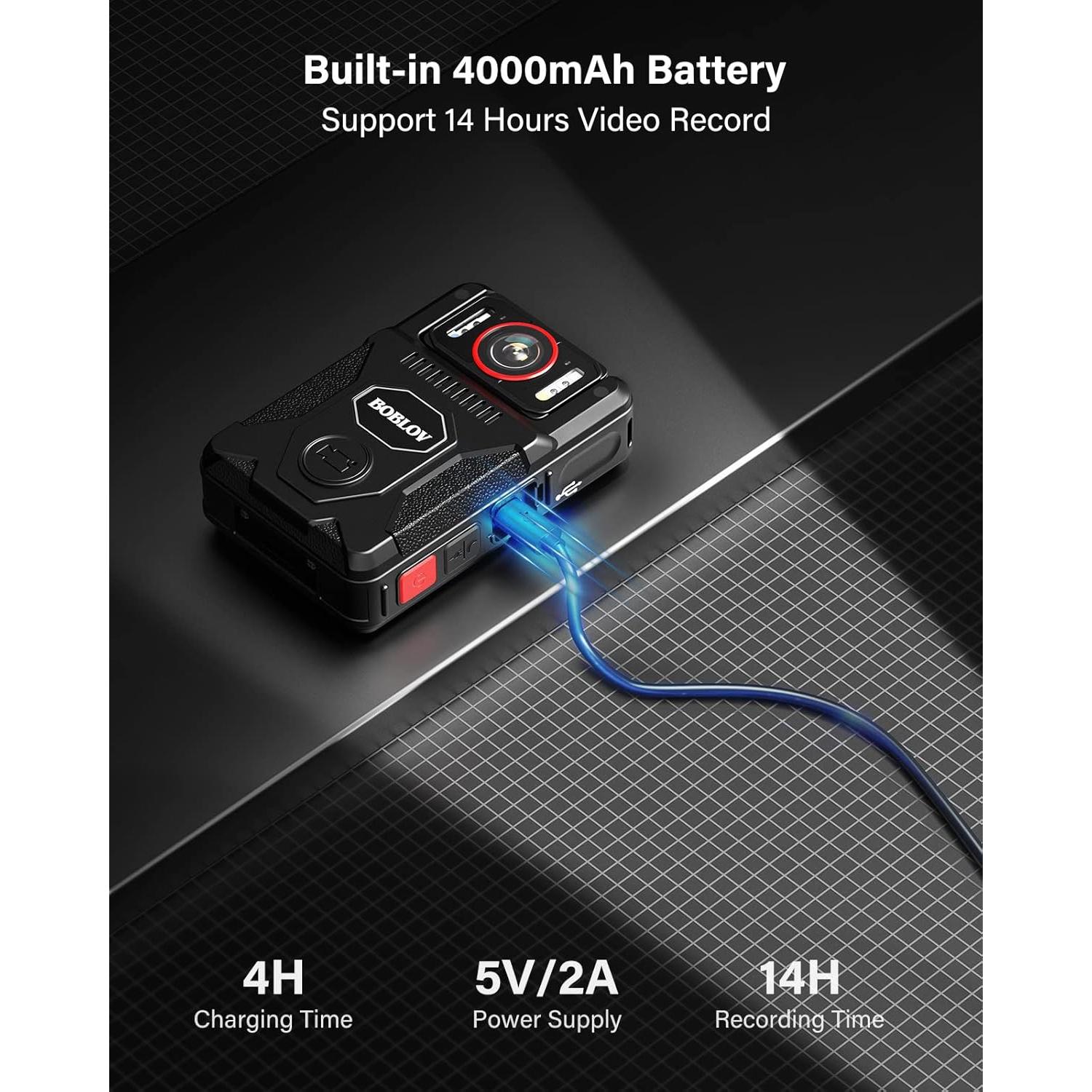 Cámara Corporal BOBLOV M7Pro 4K GPS 256GB Audio 180°