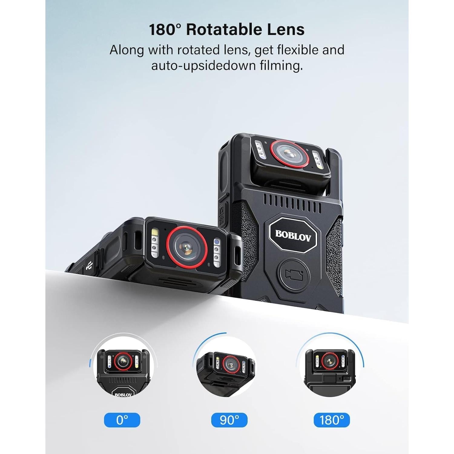 Cámara Corporal BOBLOV M7Pro 4K GPS 256GB Audio 180°