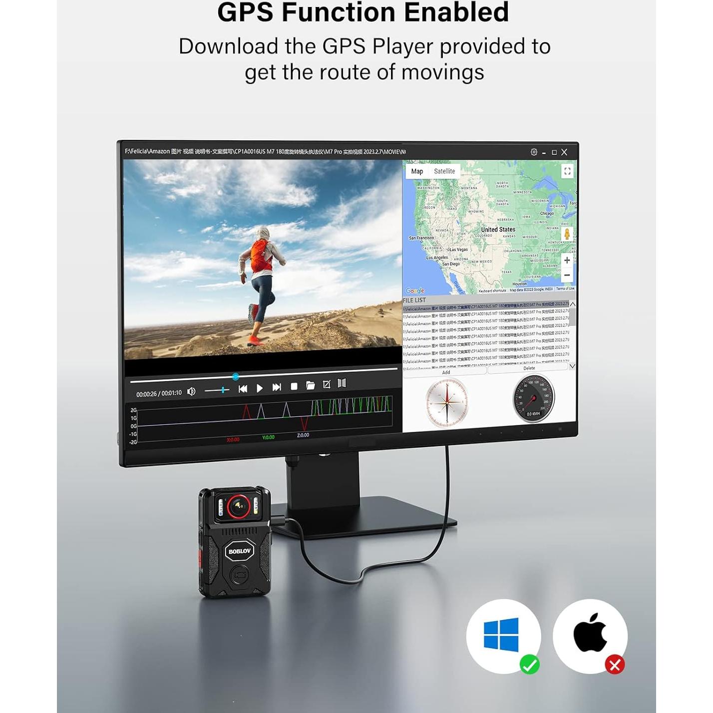 Cámara Corporal BOBLOV M7Pro 4K GPS 256GB Audio 180°