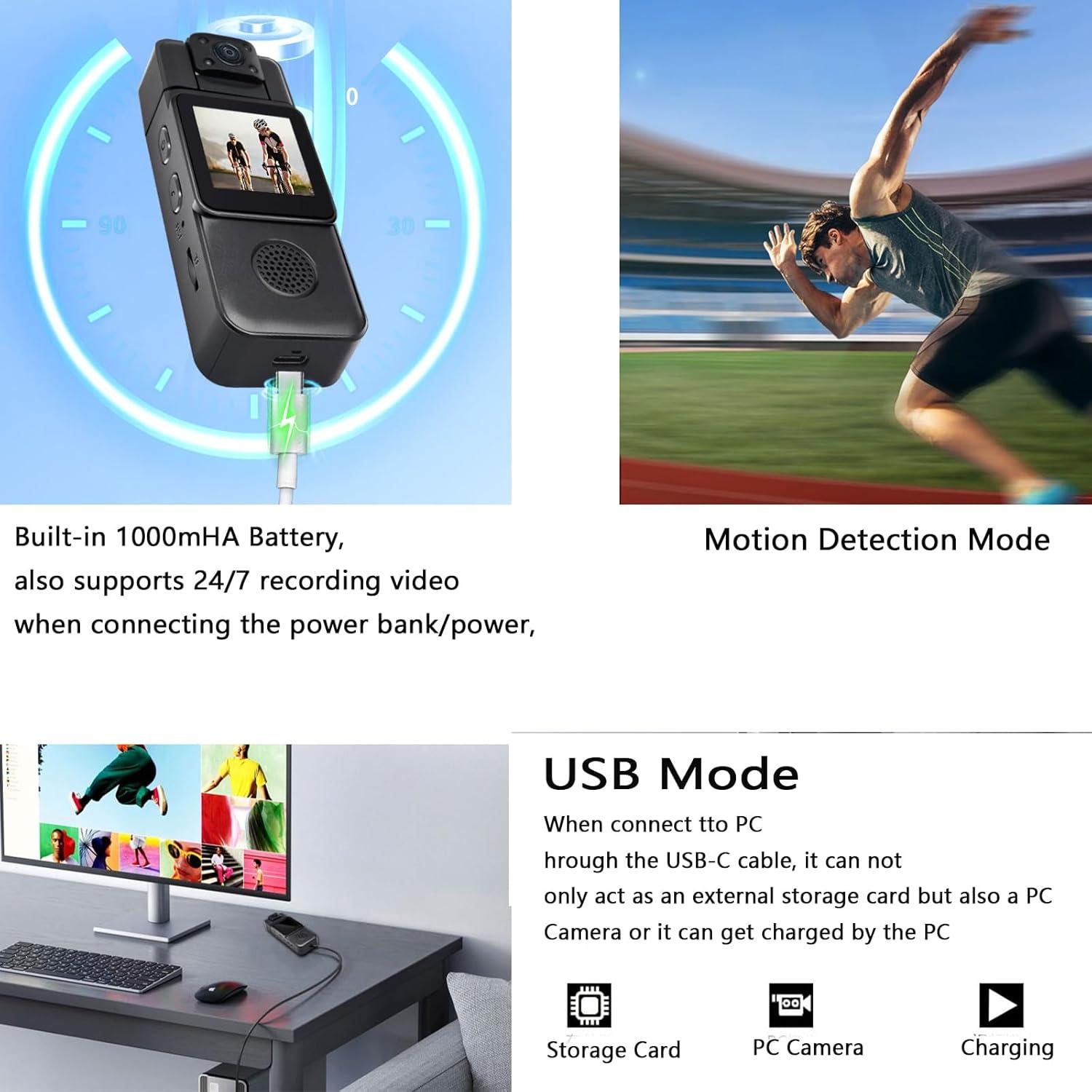 Cámara Corporal Genérico 2K con Visión Nocturna y 128GB