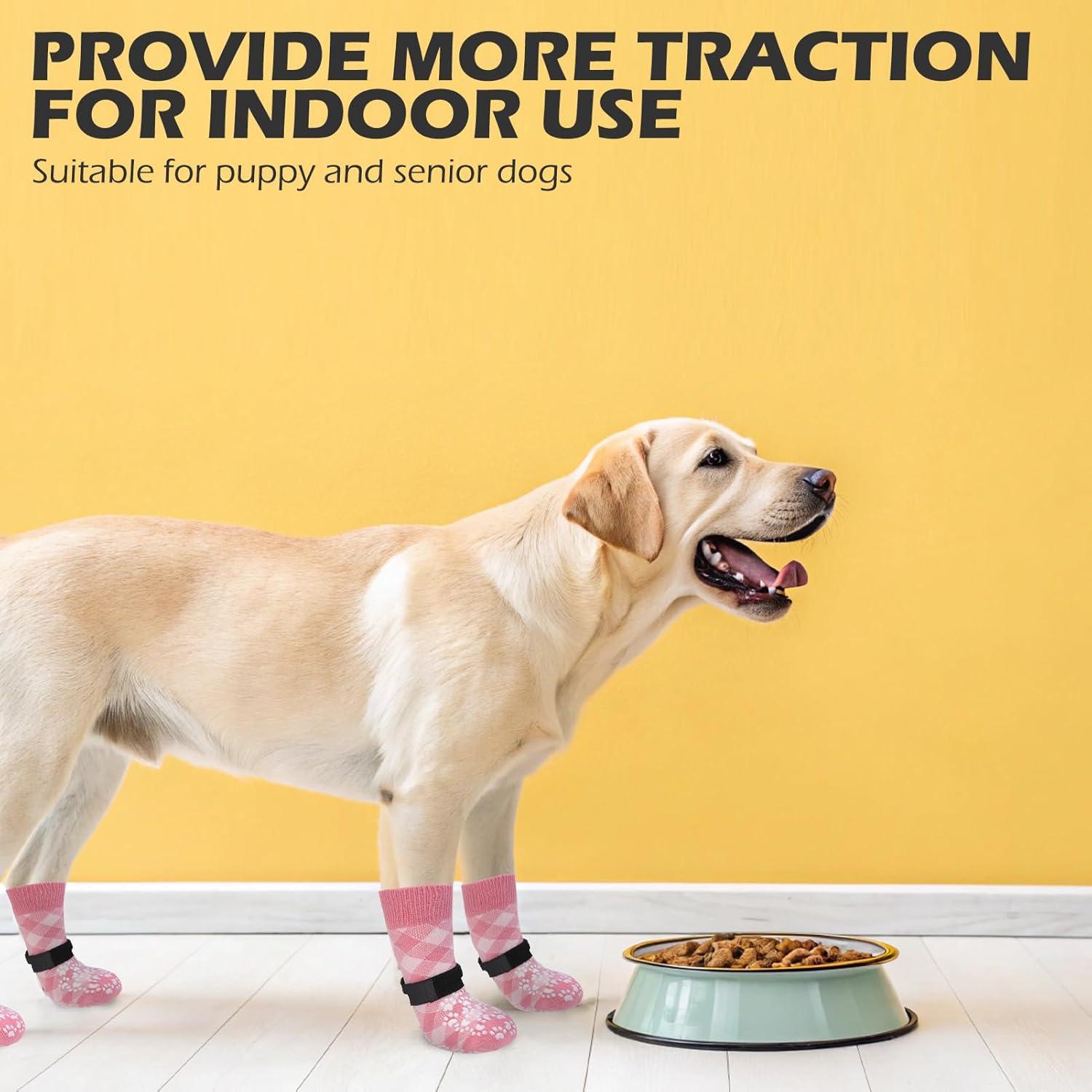EXPAWLORER Dog Socks to Prevent Licking Paws, Dog Shoes for Hot Pavement, Anti Slip Dog Booties for Hardwood Floors, Dog Boots & Paw Protectors for Small Medium Large Senior Dogs, Pink XS