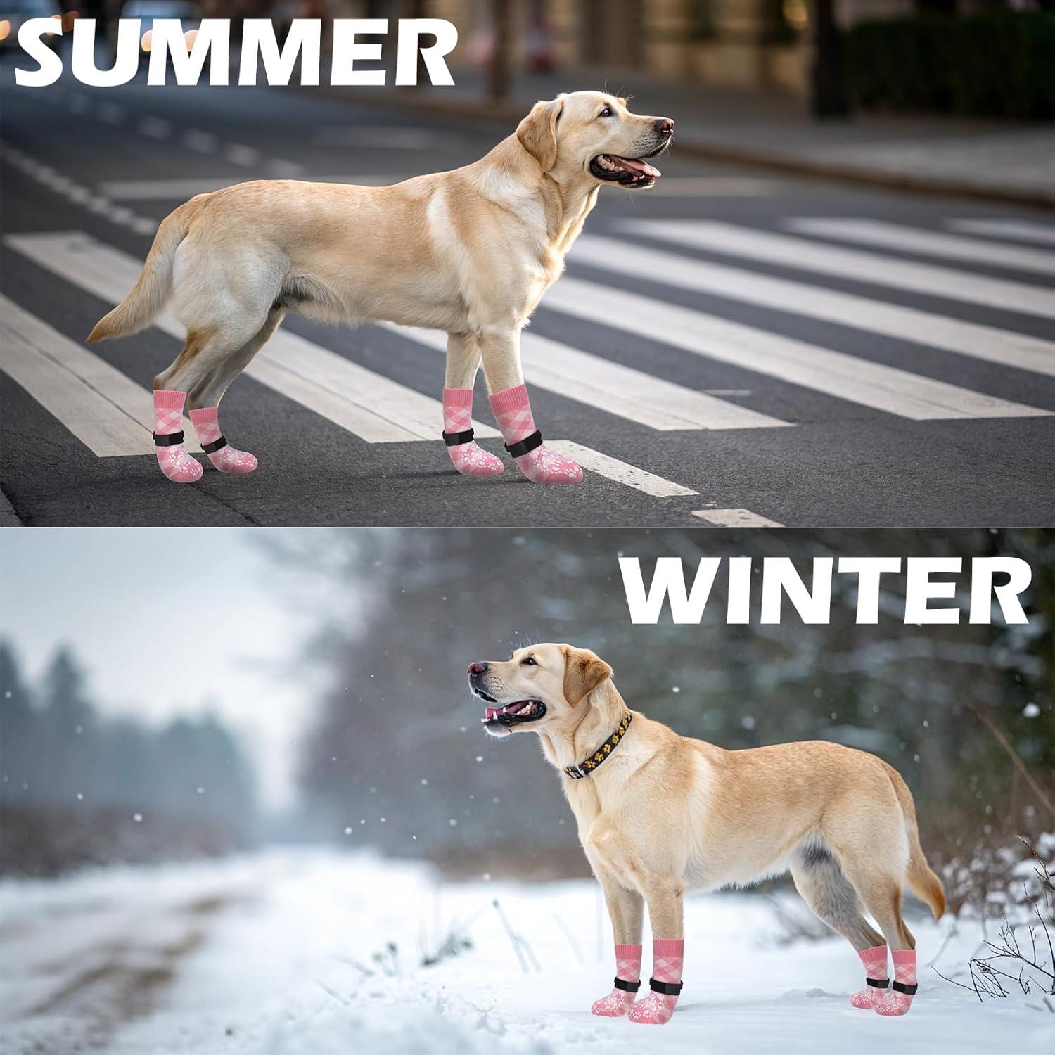 EXPAWLORER Dog Socks to Prevent Licking Paws, Dog Shoes for Hot Pavement, Anti Slip Dog Booties for Hardwood Floors, Dog Boots & Paw Protectors for Small Medium Large Senior Dogs, Pink XS