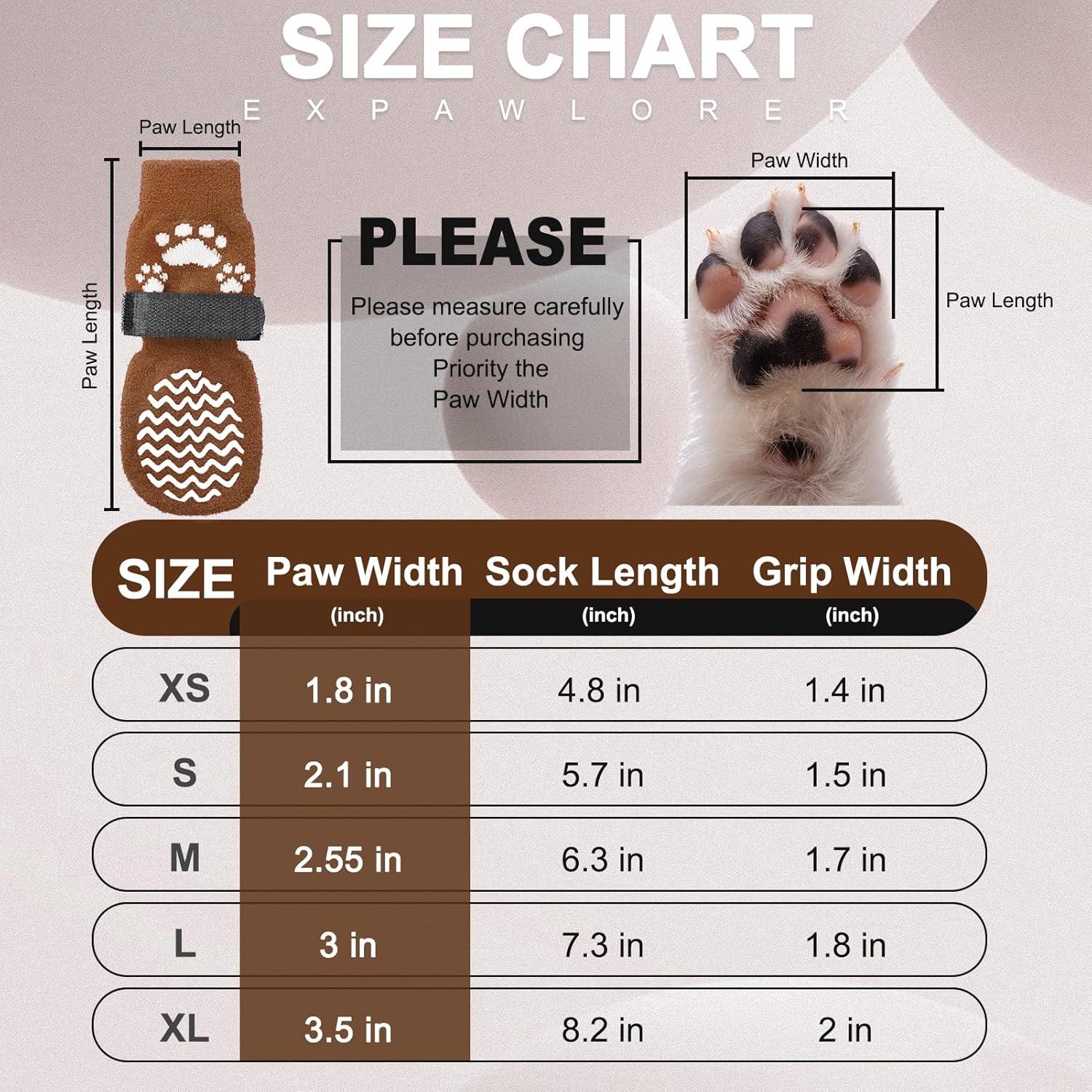 Calcetines Antideslizantes para Perros EXPAWLORER Mediano Marrón
